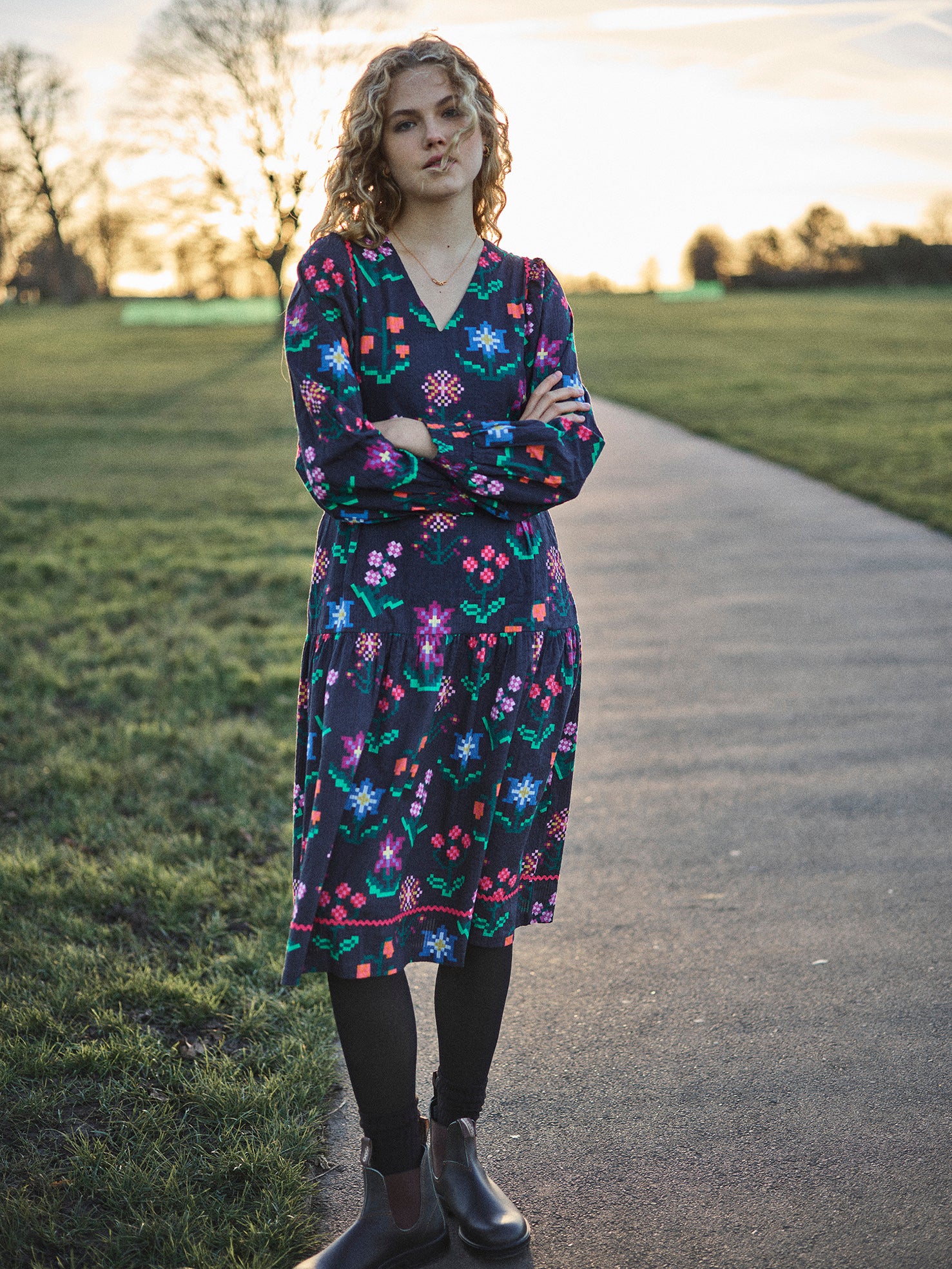 Lowie Needlepoint Print Lottie Dress - Floral Embroidery Summer Dress for Women | Perfect for Beach Vacations, Garden Parties & Date Nights