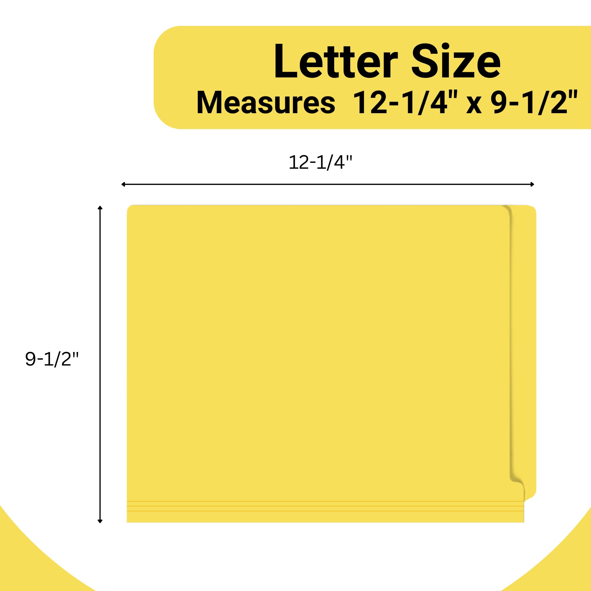 250-Count Yellow Letter Size File Folders - 14pt Reinforced End Tab with 2