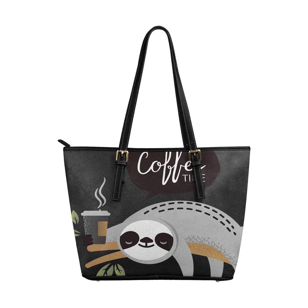 Cute Sloth Bear Animal Print Coffee Time Top Handle Satchel Handbag - Stylish Shoulder Bag & Tote Purse for Women | Perfect for Work, Shopping & Travel