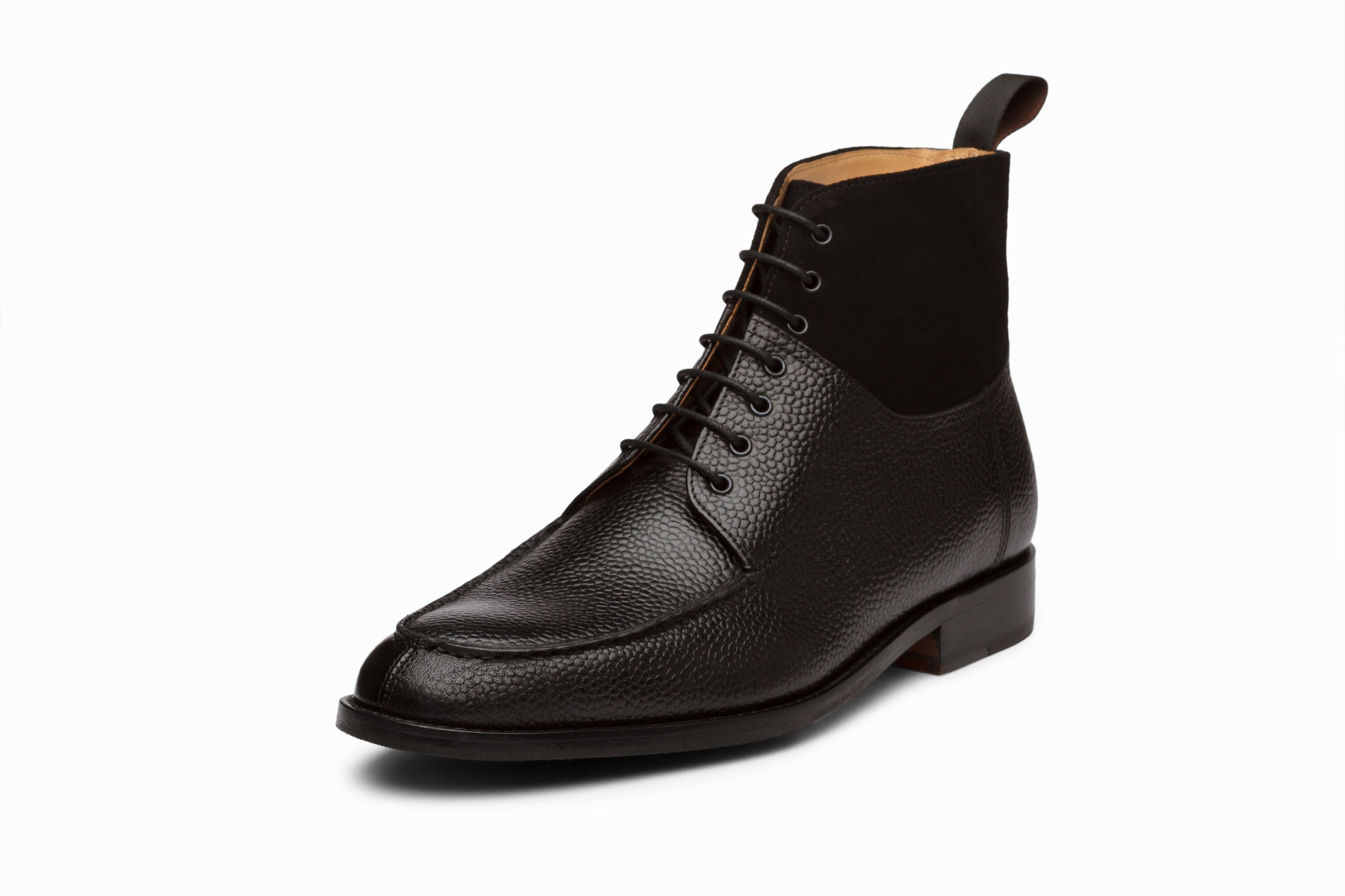 Premium Split Toe Derby Suede Combination Boots for Men - Stylish Black Leather & Suede Dress Shoes for Business Casual & Office Wear