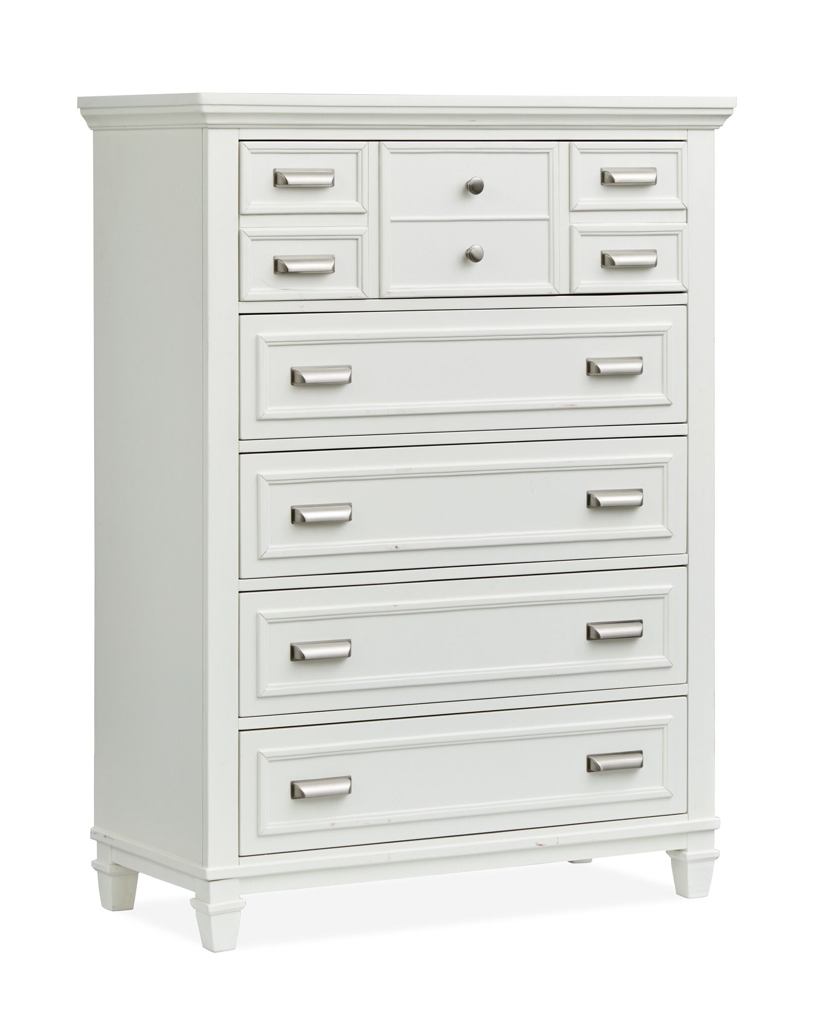 Charleston 5-Drawer Chest Dresser - Dove White Finish - Perfect for Bedroom, Nursery, or Closet Storage Organization