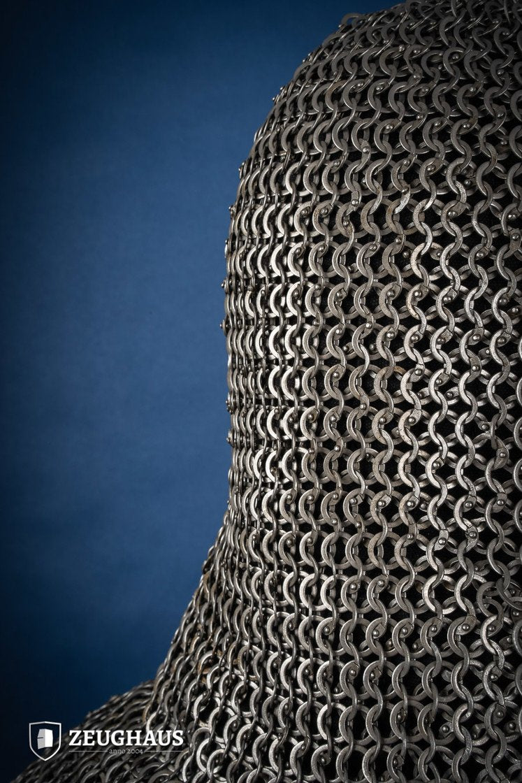 Chainmail Hood Flat Ring Riveted 9mm Steel Oiled - Medieval Armor for LARP, Cosplay & Renaissance Fairs