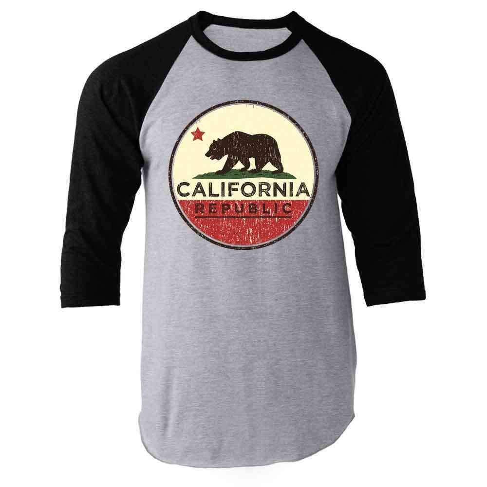 California Republic Flag Bear Retro Graphic T-Shirt for Men | Vintage American Style Tee | Casual Wear & Street Fashion