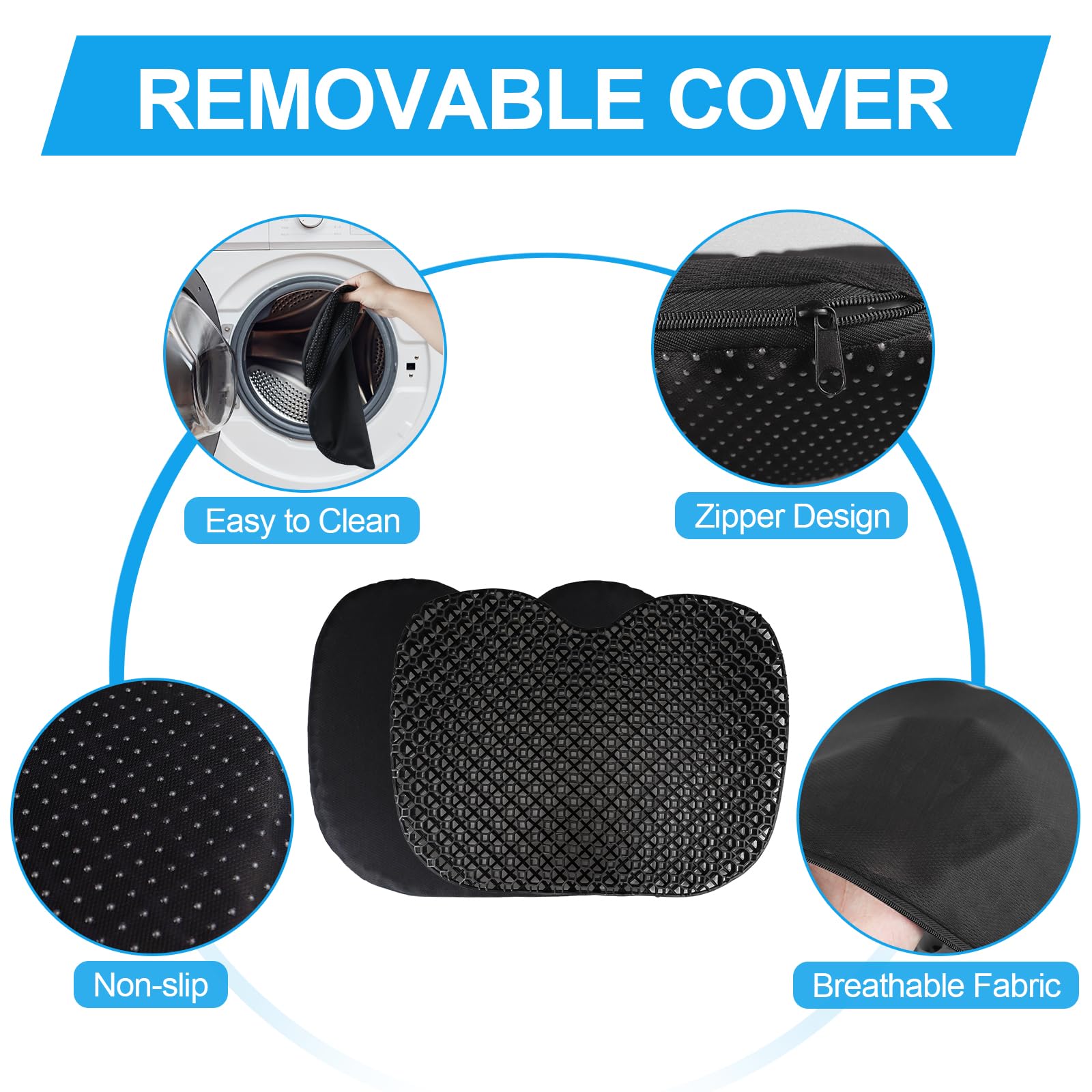 Non-Slip Kayak Seat Cushion - Waterproof Gel Seat Pad with Anti-Slip Cover for Sit-In & Inflatable Kayaks, Canoes & Boats - Comfortable Fishing & Water Sports Accessories for Outdoor Adventures