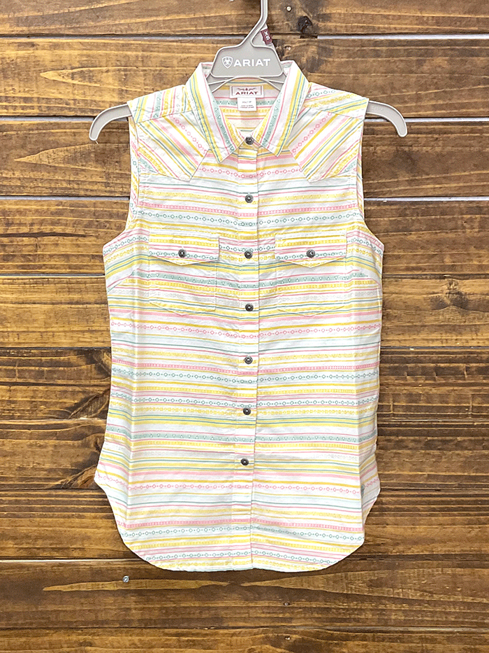 Ariat Women's Sleeveless Jasmine Shirt - Yarn Dye Jacquard Stripe Western Top for Casual Wear & Outdoor Activities