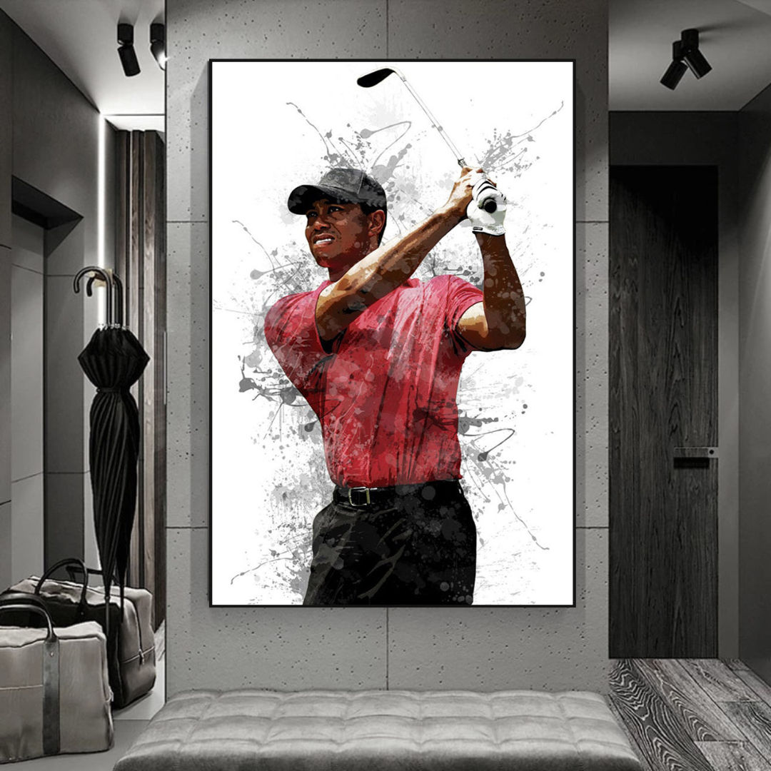 Tiger Woods Canvas Wall Art - Premium Sports Memorabilia for Golf Lovers | Perfect for Home, Office & Man Cave Decor