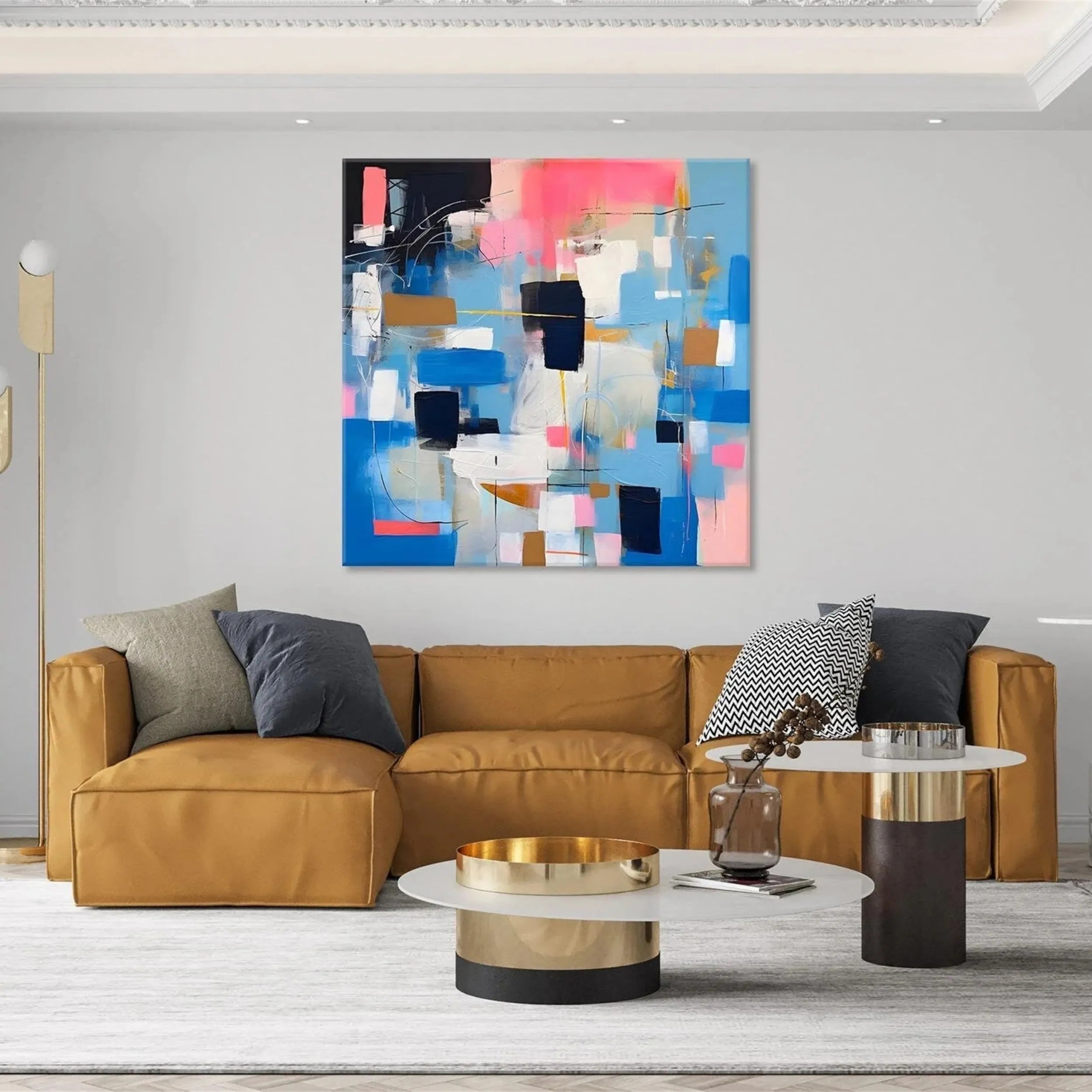 Blue & Green Abstract Wall Art Painting #BG073 - Modern Canvas Print for Living Room, Bedroom & Office Decor