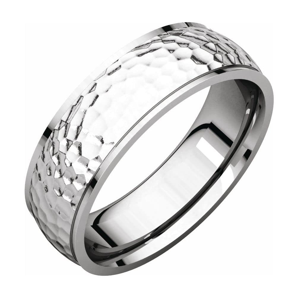 Bonyak Sterling Silver 6mm Half Round Edge Hammer Finish Ring - Size 9 - Elegant Wedding Band, Anniversary Gift for Women & Men - Perfect for Everyday Wear & Special Occasions