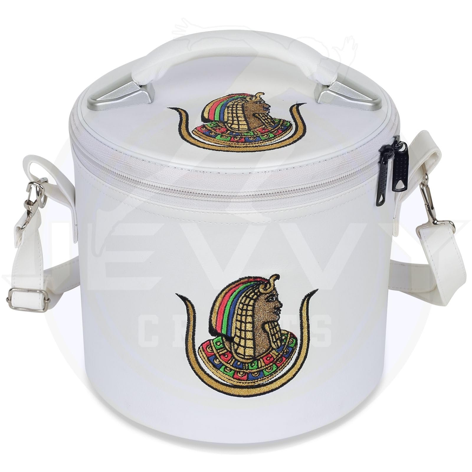 Masonic Daughters of ISIS White Fez Case - Premium White Imitation Leather Storage Box with Shoulder Strap | DOI Hat & Cape Protector | Perfect for Masonic Events, Ceremonies & Travel