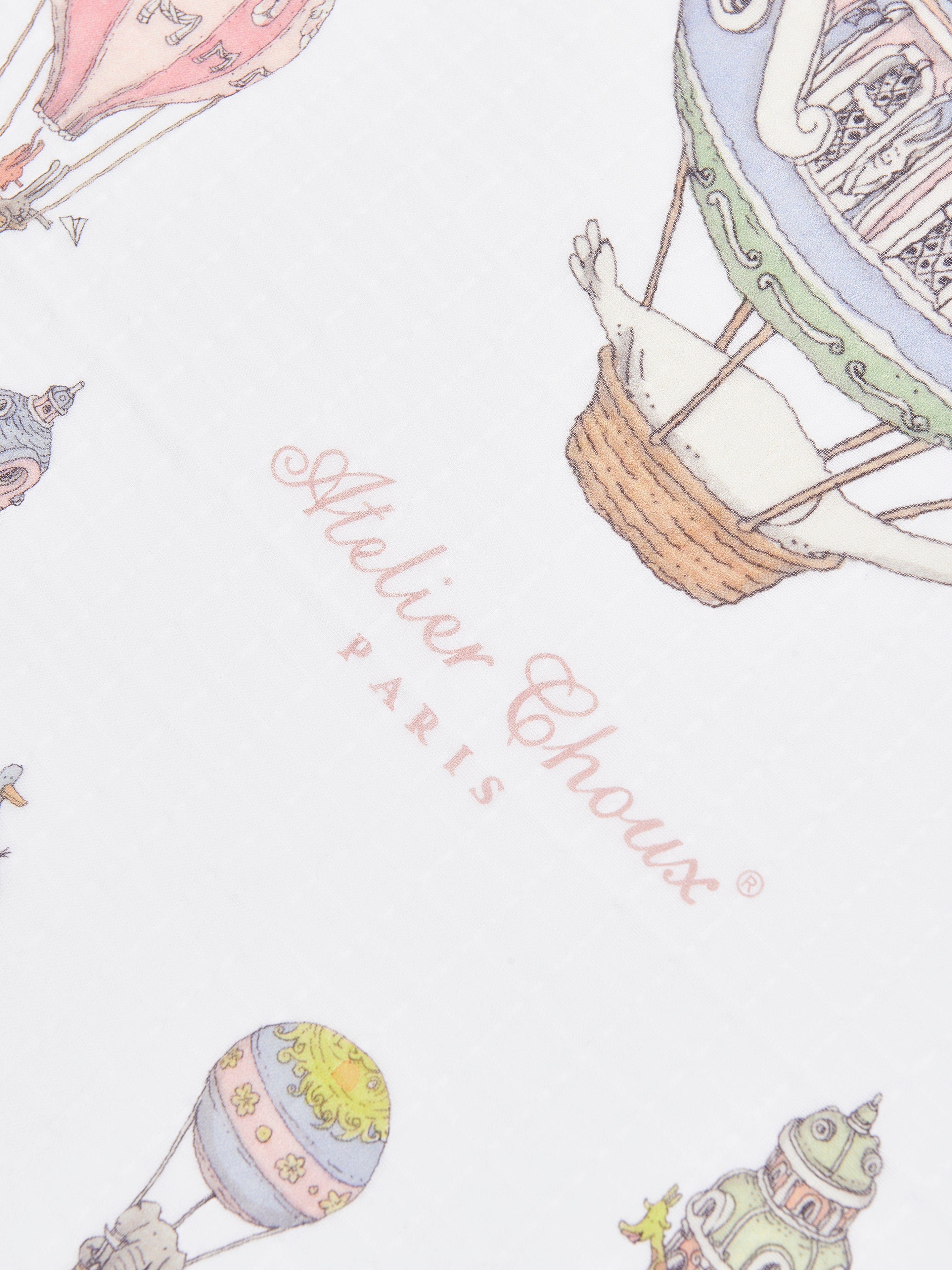 Atelier Choux Baby Hot Air Balloons Swaddle Blanket - 100cm White Organic Cotton for Newborns | Perfect for Nursery, Photography & Gift Giving