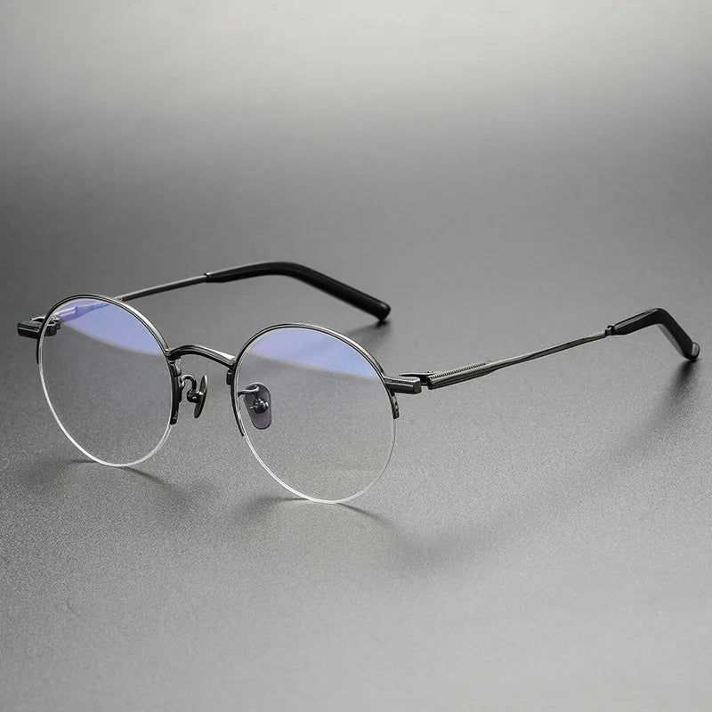 Aimee Women's Semi Rimless Round Titanium Eyeglasses Frame 942185 - Lightweight & Durable Eyewear for Work, Reading & Fashion