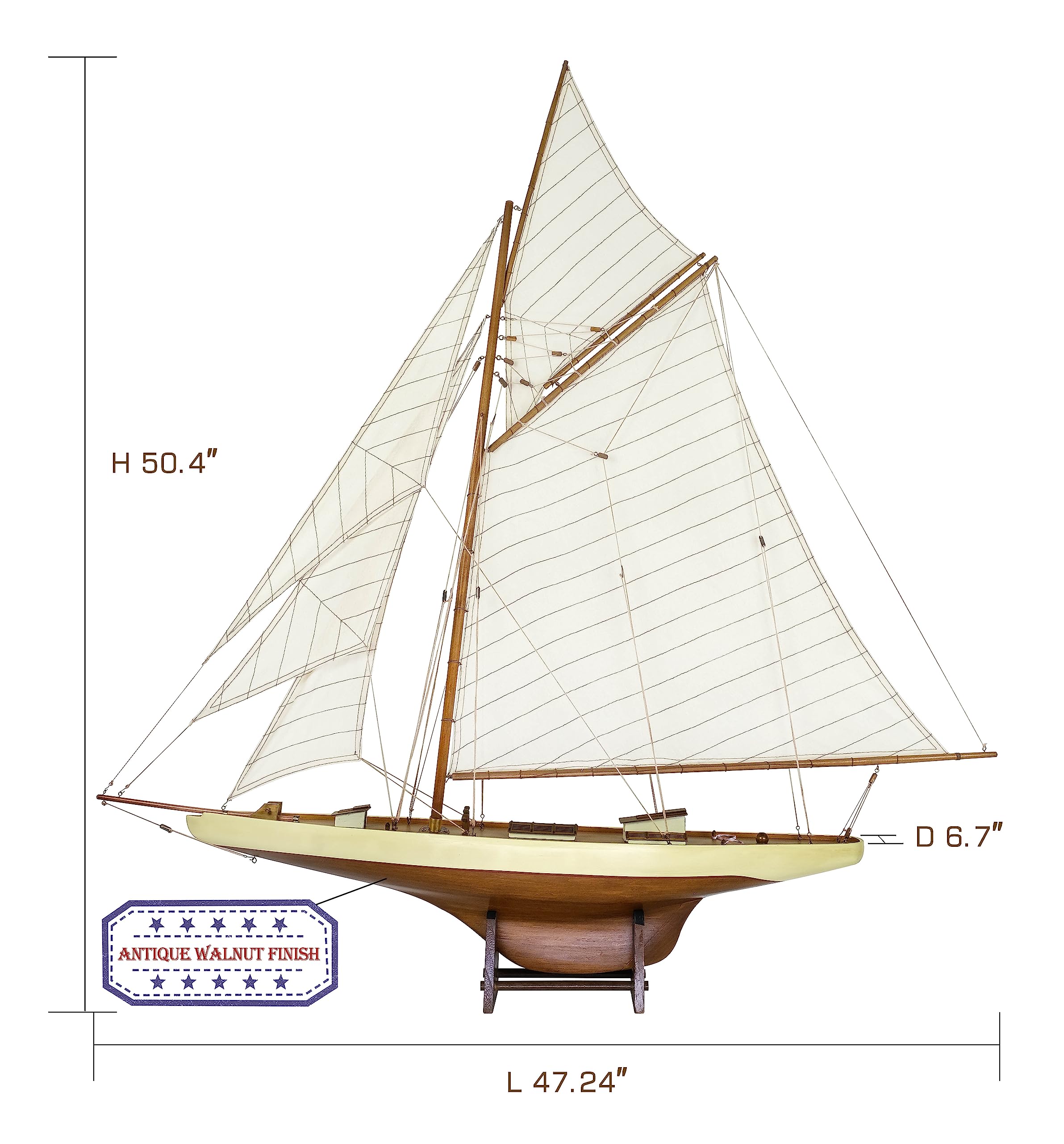 SAILINGSTORY Wooden Sailboat Model - Handcrafted Columbia 1901 America's Cup Replica - Large Decorative Ship for Home Office Nautical Decor | Perfect Gift for Sailors & Collectors