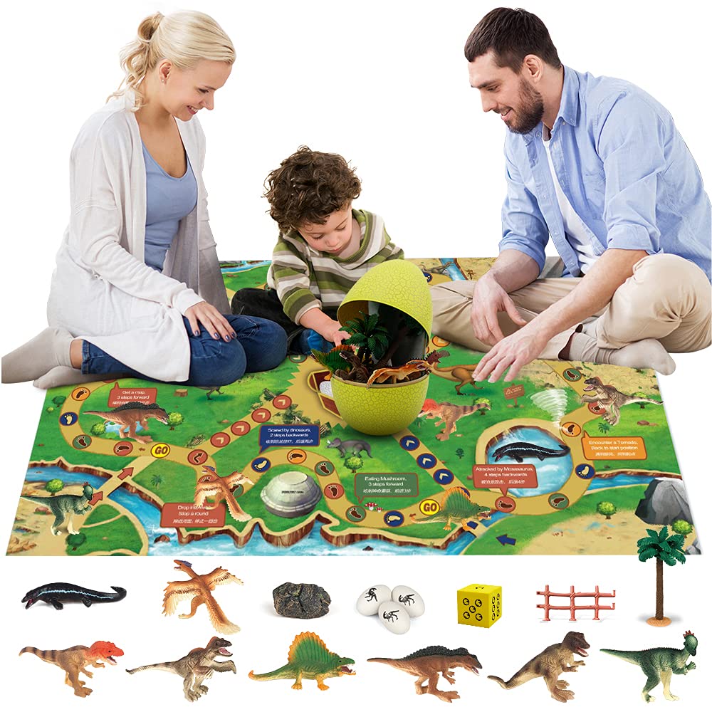 WISHTIME Dinosaur Toys Set for Boys & Girls - 12-Piece Dinosaur Figures with Play Mat & Easter Eggs - STEM Learning Toys for Toddlers Ages 3-9 - Perfect for Birthday Gifts, Classroom Rewards & Pretend Play Scenes