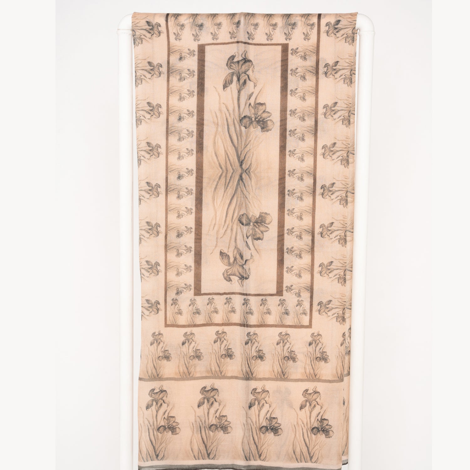 Luxury Long Cashmere Scarf in Taupe Irises Color - Soft & Warm Winter Accessory for Women - Perfect for Office, Travel & Special Occasions