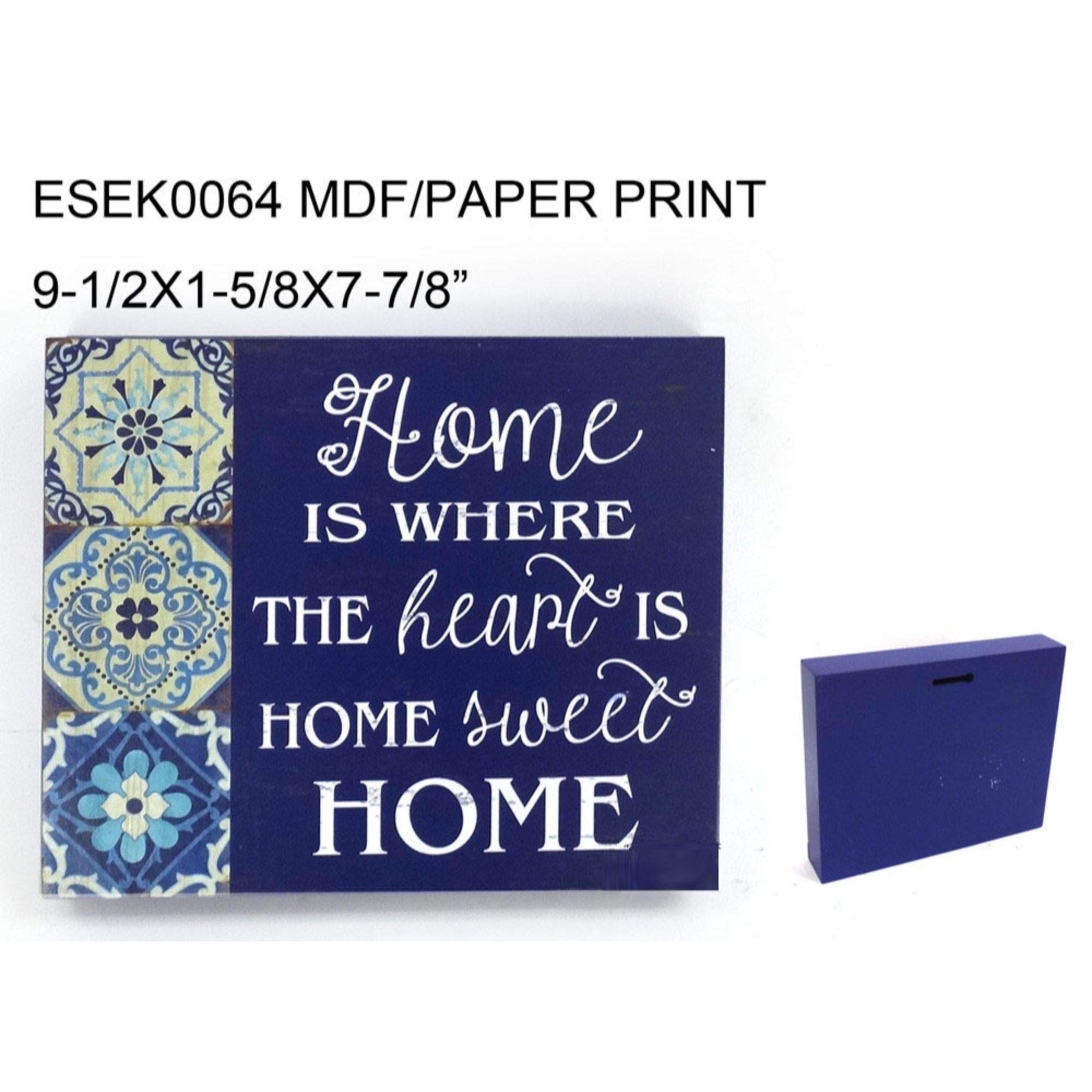 9.5 Inch Blue 'Home is Where The Heart is' Wall Plaque - Home Sweet Home Decor for Living Room, Bedroom & Entryway