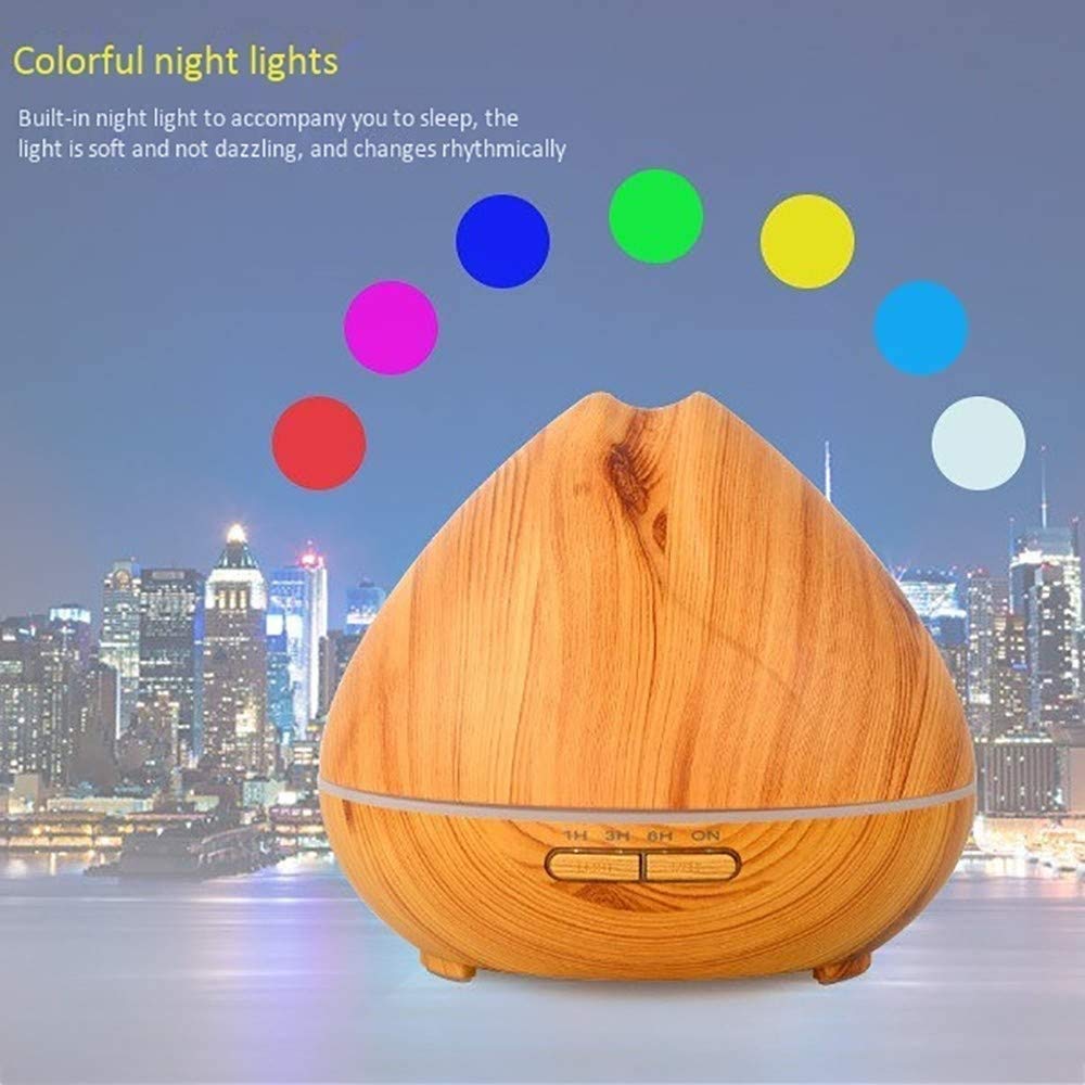 400ml Essential Oil Diffuser - Aromatherapy Cool Mist Humidifier with 7 Color Changing LED Lights & Auto Shut-Off | Perfect for Home, Office, Yoga Studio & Bedroom Relaxation (Yellow)