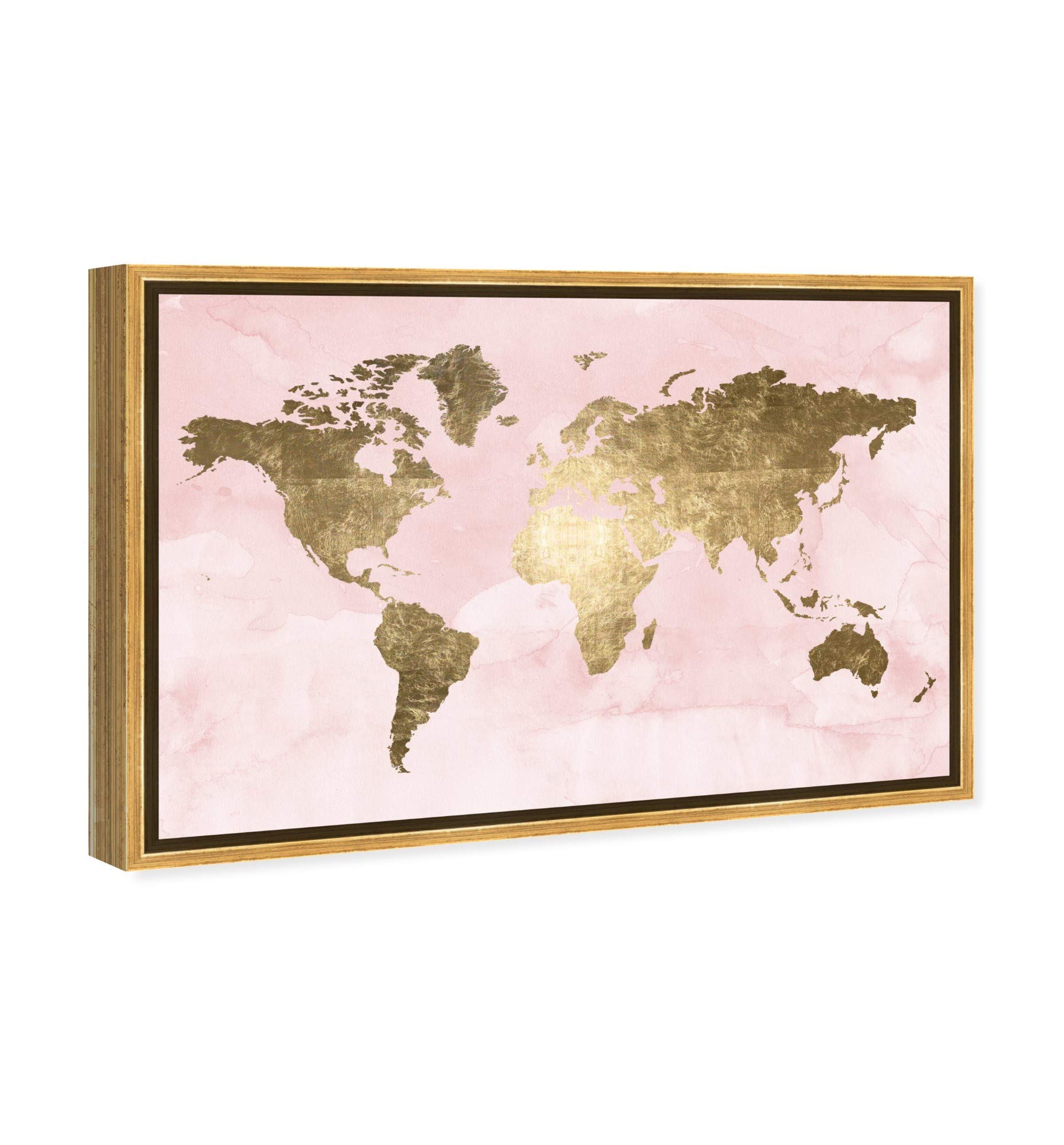 Oliver Gal Artist Co. - Modern 16x24 Inch Blush World Map Canvas Wall Art - Pink Abstract Decor for Living Room, Bedroom & Office
