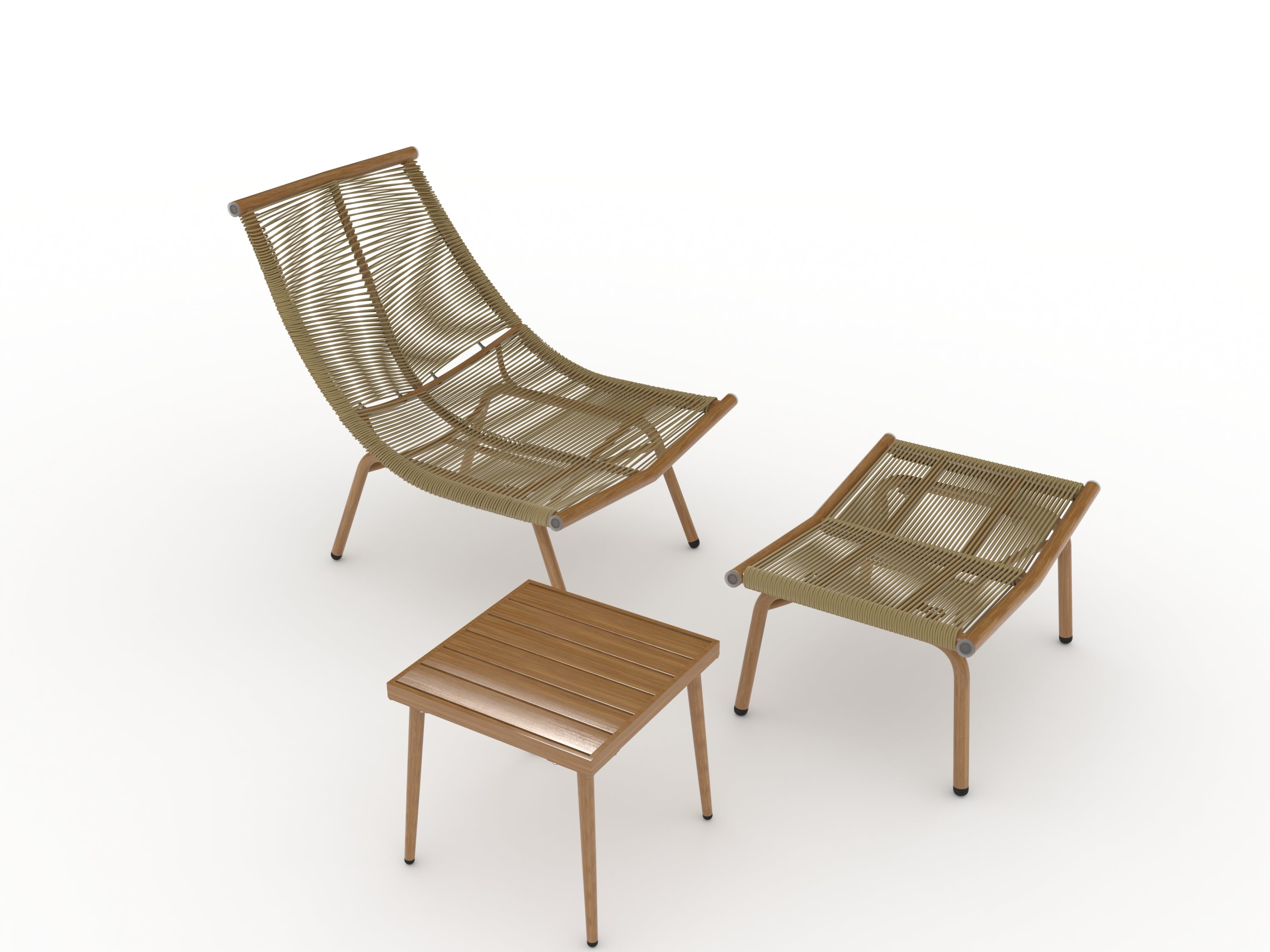 Wooden Chaise Lounge Chair with Side Table - Indoor & Outdoor Alloy Frame Recliner (380lbs Capacity) - Perfect for Camping, Gaming, Lunch Breaks, Garden Parties & Sunbathing