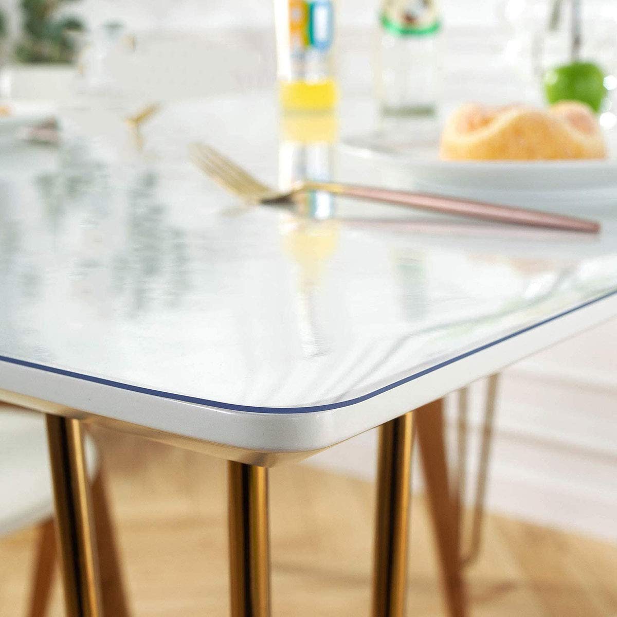 Clear PVC Table Protector Cover - Waterproof, Wipeable & Easy Clean Desk Mat for Kitchen, Coffee Table, Writing Desk - Perfect for Dining, Office & Home Use