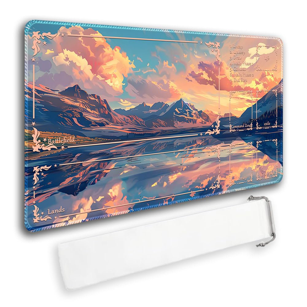 Premium MTG Playmat with Zone Markings & Locking Edges - Waterproof TCG Game Mat for Magic: The Gathering - Includes Storage Bag - Perfect for Tournaments, Casual Play & Card Protection