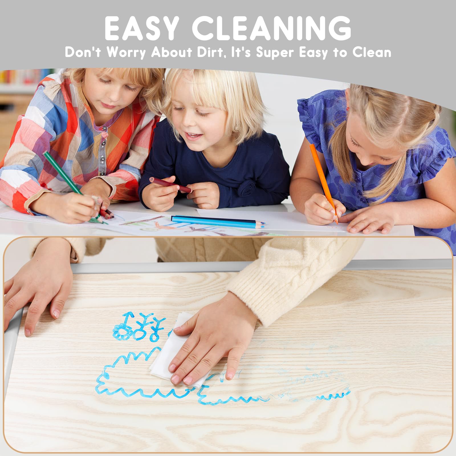 **Kids Table and Chair Set - Adjustable Height, Non-Slip Legs & Graffiti-Proof Desktop - Perfect for Toddlers & Children Ages 3-12 - Ideal for Playroom, Homeschooling & Arts & Crafts**