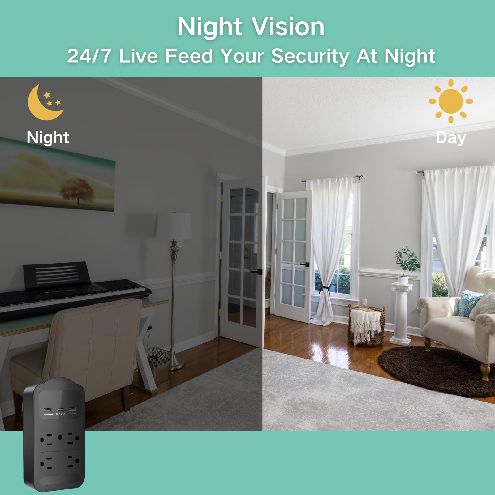 4K CAMDUCK WiFi Security Camera with Night Vision - Indoor Home Monitoring for Baby, Elderly, Dog & Pet Care | 24/7 SD Card Storage, iOS & Android App | Perfect for Nursery, Senior Safety & Pet Watching