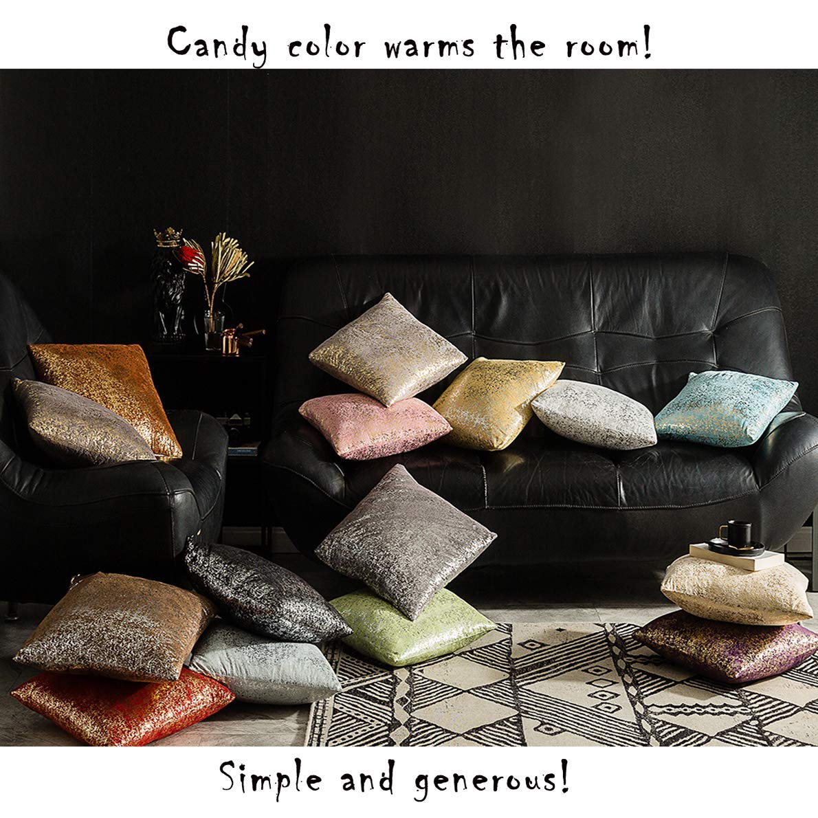 Xinrjojo Set of 3 Decorative Square Throw Pillow Covers 18x18 Inches - Soft Cushion Cases for Sofa, Couch, Chair & Bedroom (Bronze-Lavender Purple) | Home Decor & Car Seat Accessories