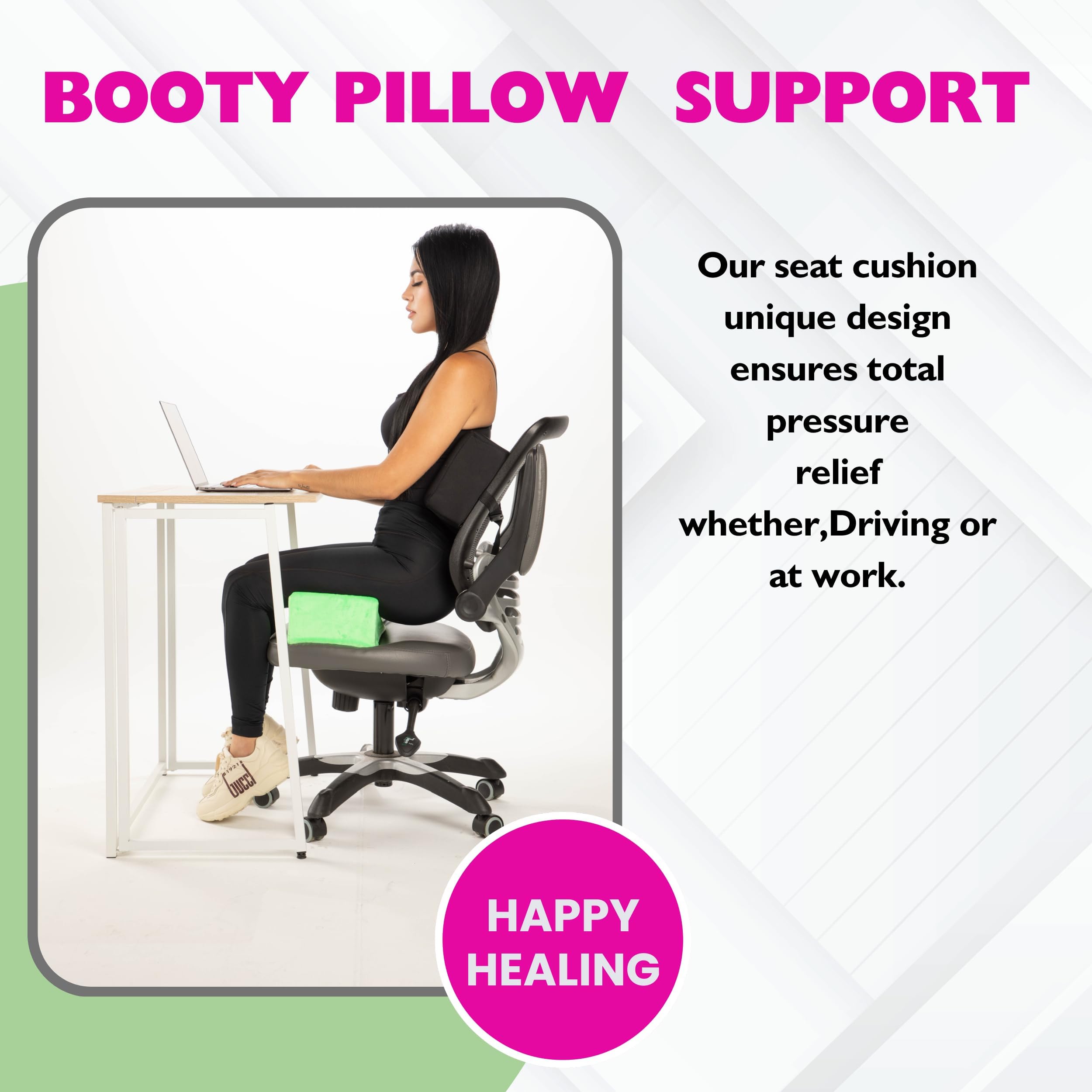 Post Surgery BBL Pillow with Lipo Foam Board - Comfortable Butt Cushion for Recovery After Liposuction & BBL Procedures - Perfect for Sitting Comfort at Home, Office, or Travel