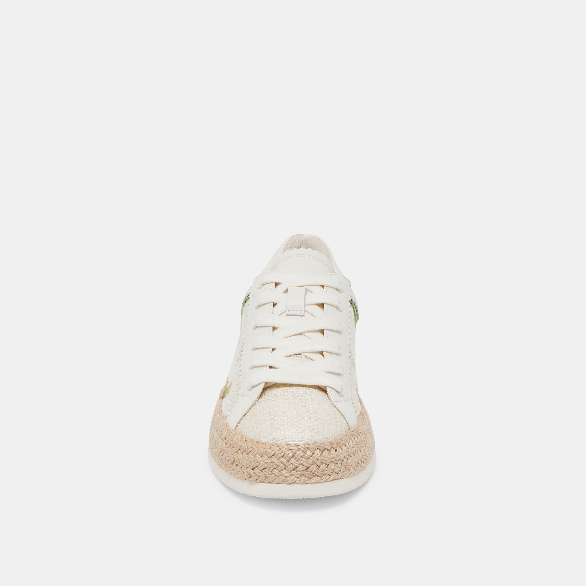 AZALIA Women's White Floral Raffia Sneakers - Comfortable Casual Shoes for Summer, Beach, and Outdoor Activities