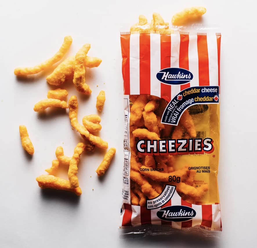 Hawkins Cheezies Real Cheddar Cheese Snacks - Crunchy Baked Cheese Puffs, 7.4oz (210g) | Gluten-Free Canadian Snack | Perfect for Parties, Movie Nights & Lunchboxes