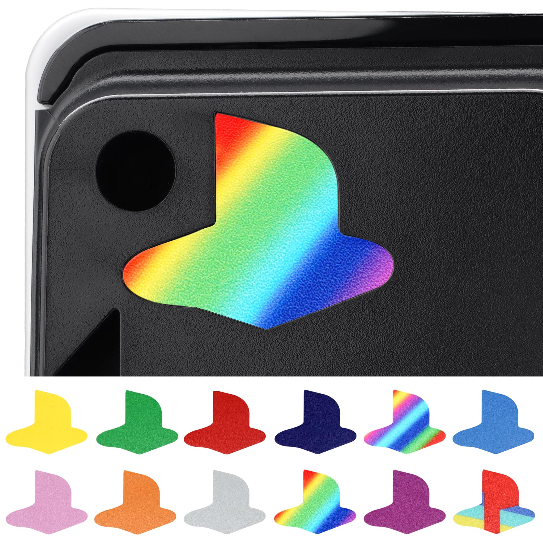 PlayVital 12-Piece Custom Logo Vinyl Decal Skin Set for PS5 Slim & Pro Console (Digital/Disc Edition) - 9 Vibrant Colors & 3 Retro Styles - Protective Stickers for Gaming Setup & Personalization