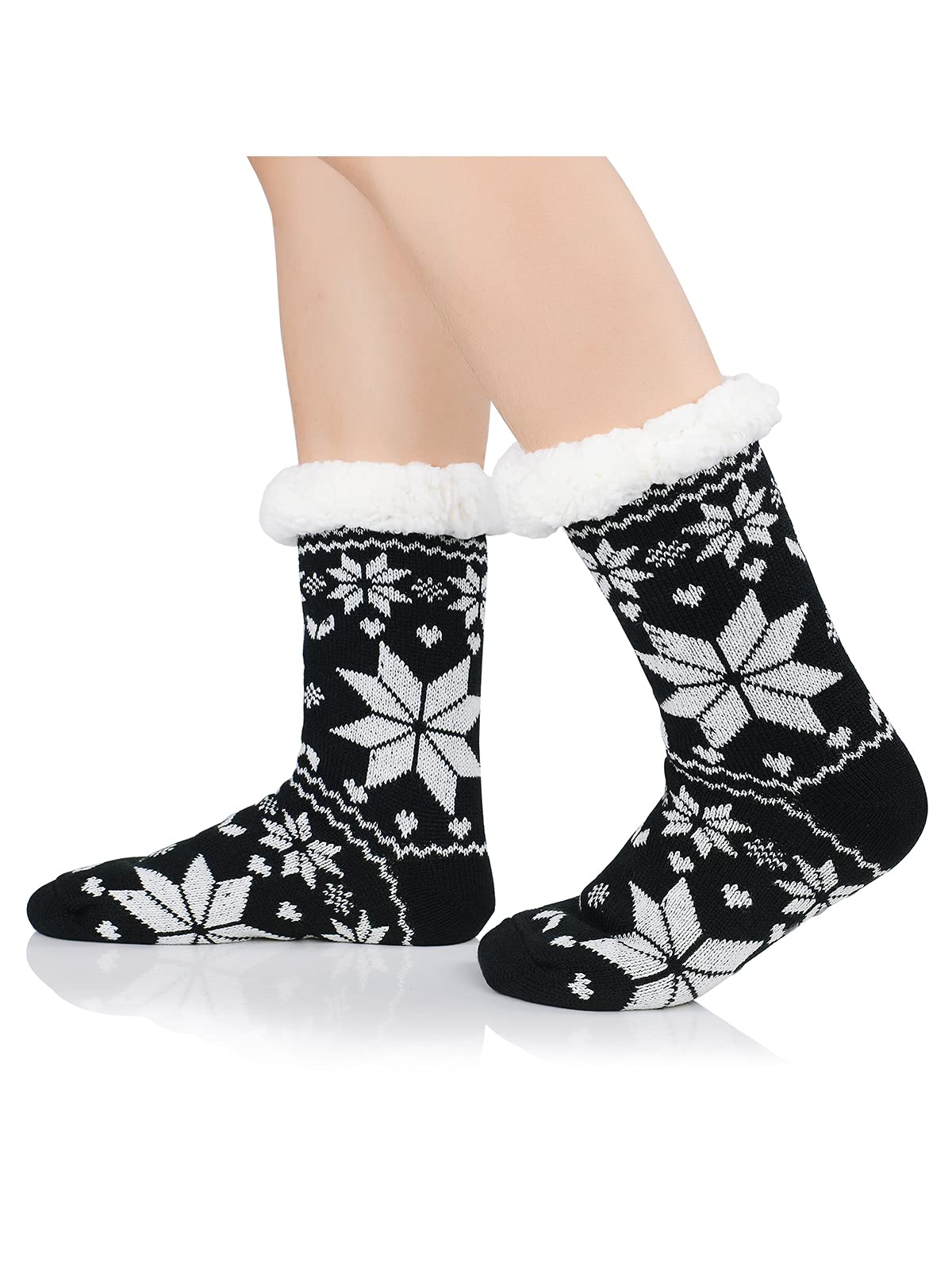 Century Star Non-Slip Grip Socks for Women - Warm Fuzzy Cozy House Slippers - Perfect for Winter, Christmas Gifts & Home Relaxation