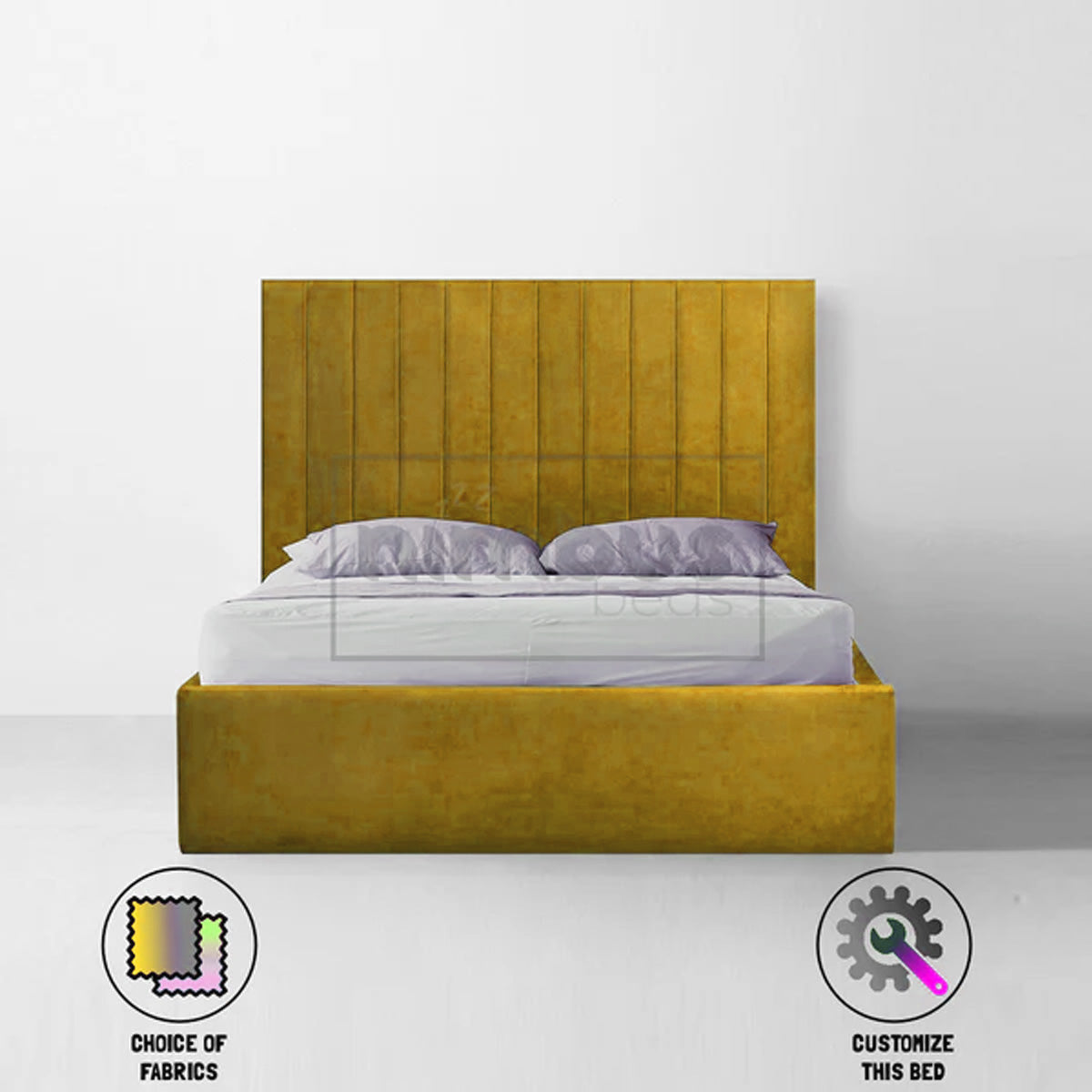 Sturdy Metal Vertical Bed Frame with Headboard - Queen Size Platform Bed for Small Spaces, Modern Bedroom Furniture - Perfect for Apartments, Dorms & Guest Rooms