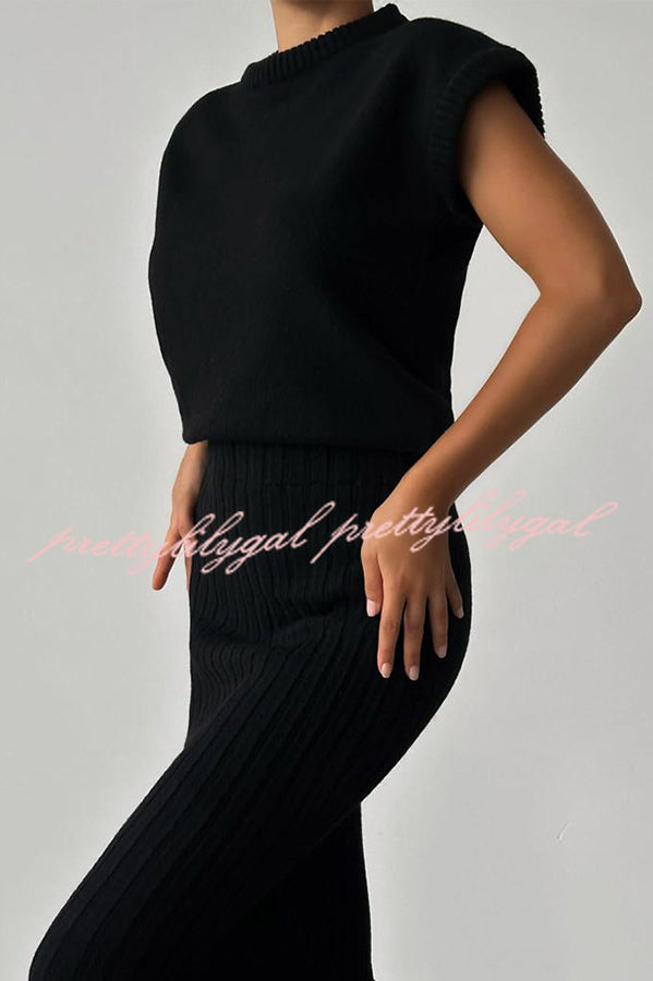 Triko Knit Short Sleeve Sweater & Stretch Ribbed Midi Skirt Set for Women | Casual Outfit for Spring & Fall | Perfect for Office, Date Night & Weekend Brunch