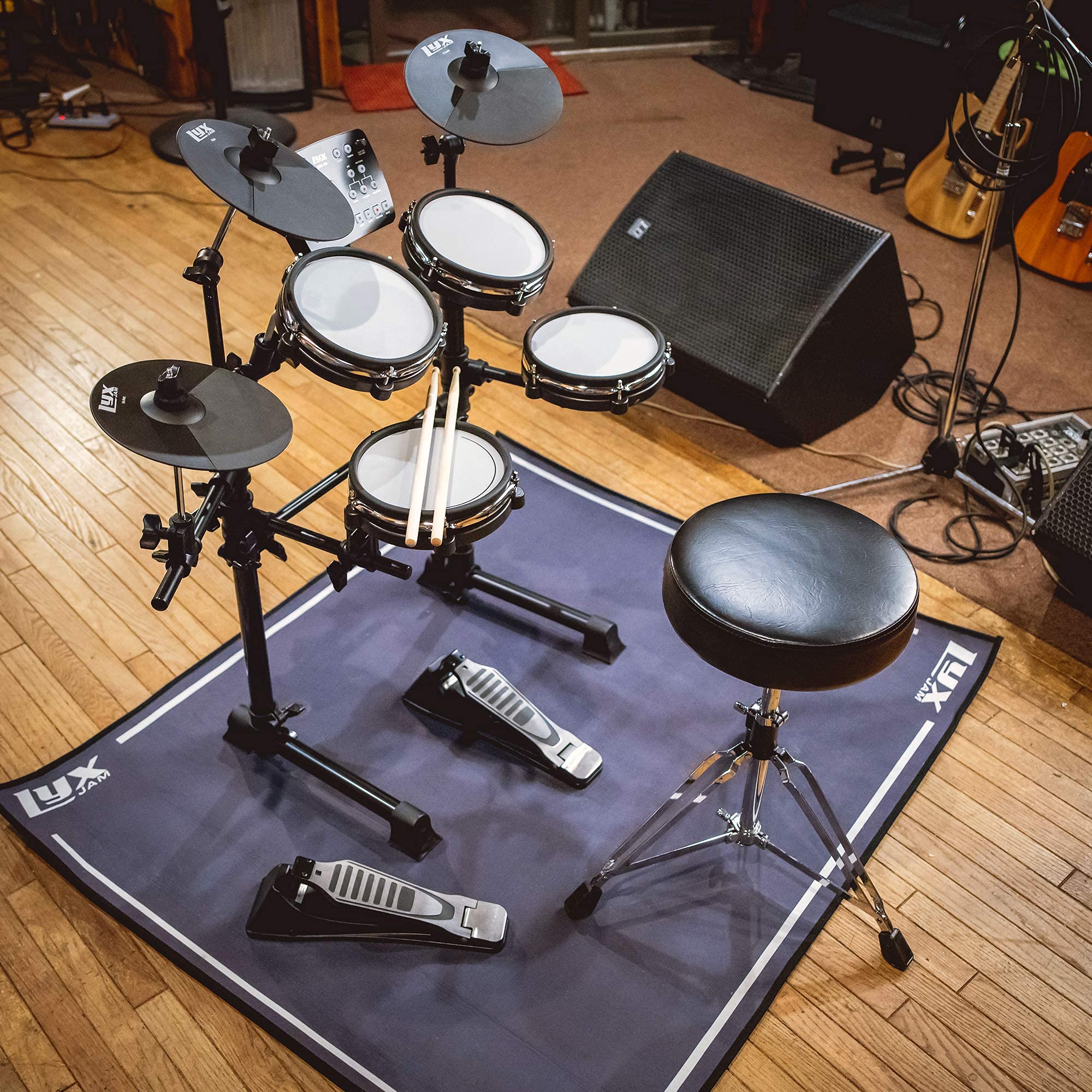 LyxJam 7-Piece Electronic Drum Kit with Mesh Heads - Professional Drum Set w/ 209 Sounds, 50 Songs, Recording, Cymbals, Kick Pedal & Sticks - Perfect for Home Practice, Studio Recording & Live Performances (Renewed)