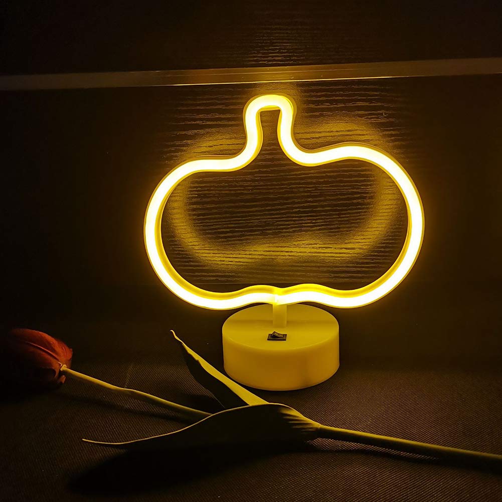 Pumpkin Neon Light Signs - LED Night Lights for Kids Room Decor, Bedroom Wall Art & Nursery Lighting - Perfect for Birthday Parties, Halloween Decorations & Themed Room Designs