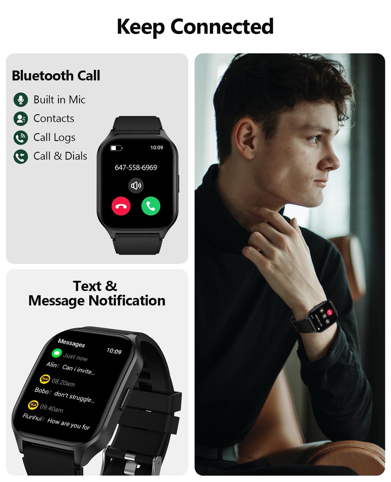 SOUYIE Smart Watch for Men & Women with Call Function, 2.06