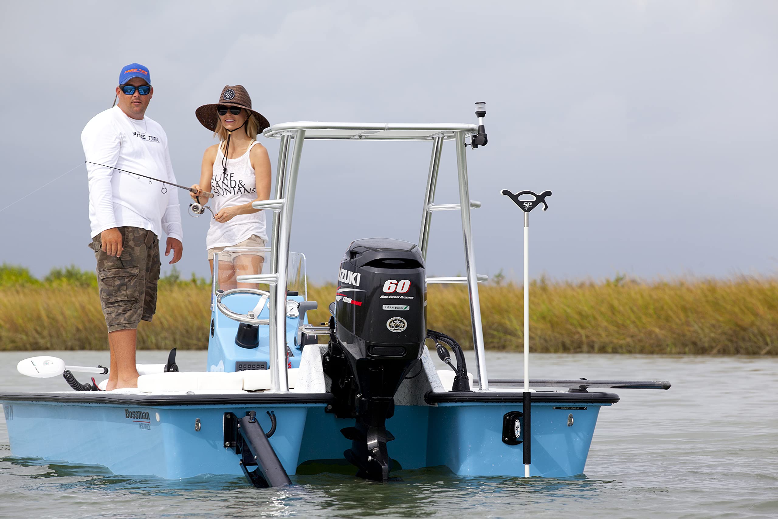 Stayput Anchor Shallow Water Anchor Kit - 10ft or 12ft Pole Spike with Super Grip Handle (White/Black) - Perfect for Kayak, Canoe & Small Boat Fishing in Lakes & Rivers