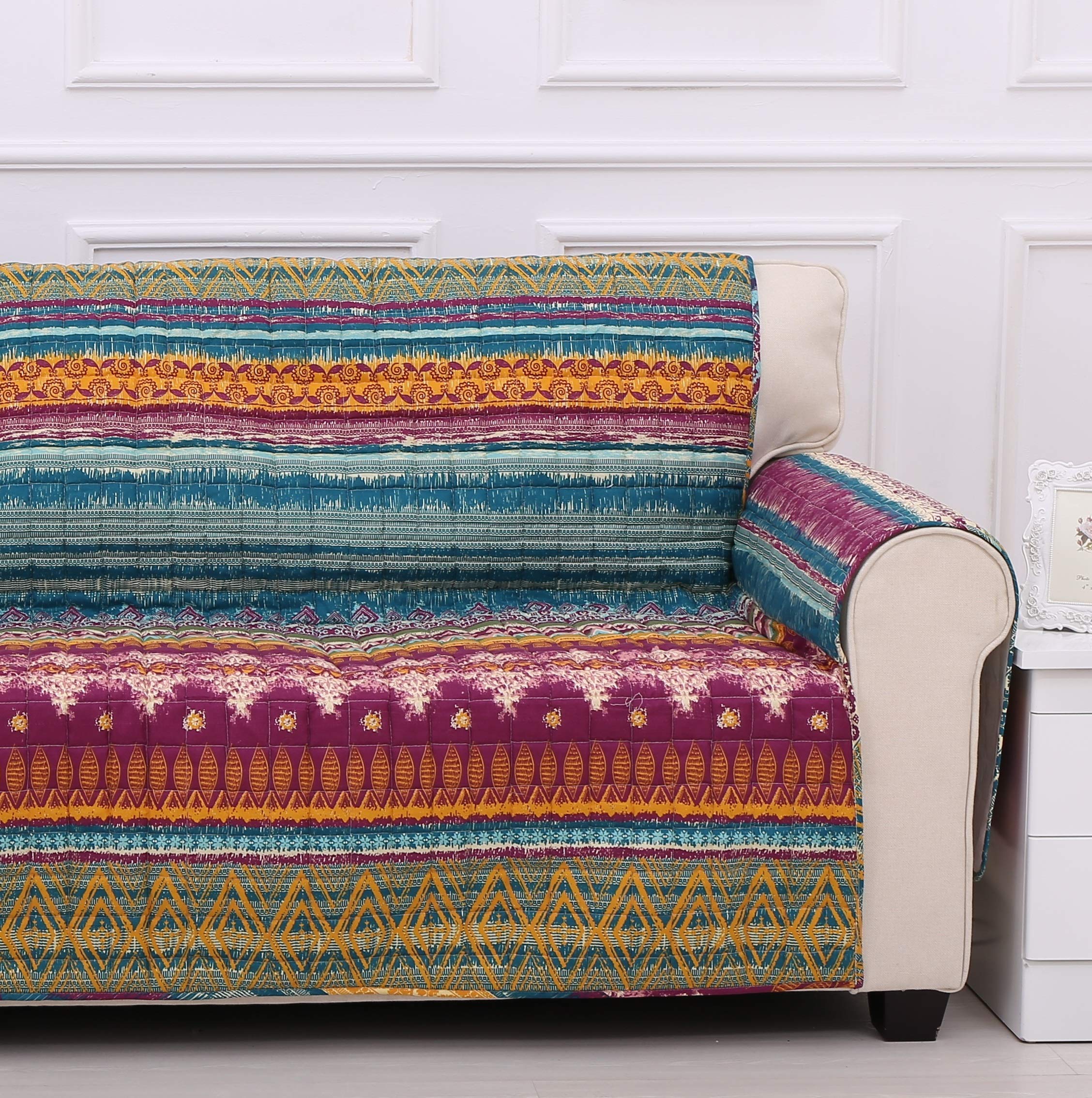 Greenland Home Southwest Style Sofa Protector - Waterproof & Anti-Slip Couch Cover - Perfect for Living Room, Bedroom, or Dorm Furniture Protection (Siesta Collection)