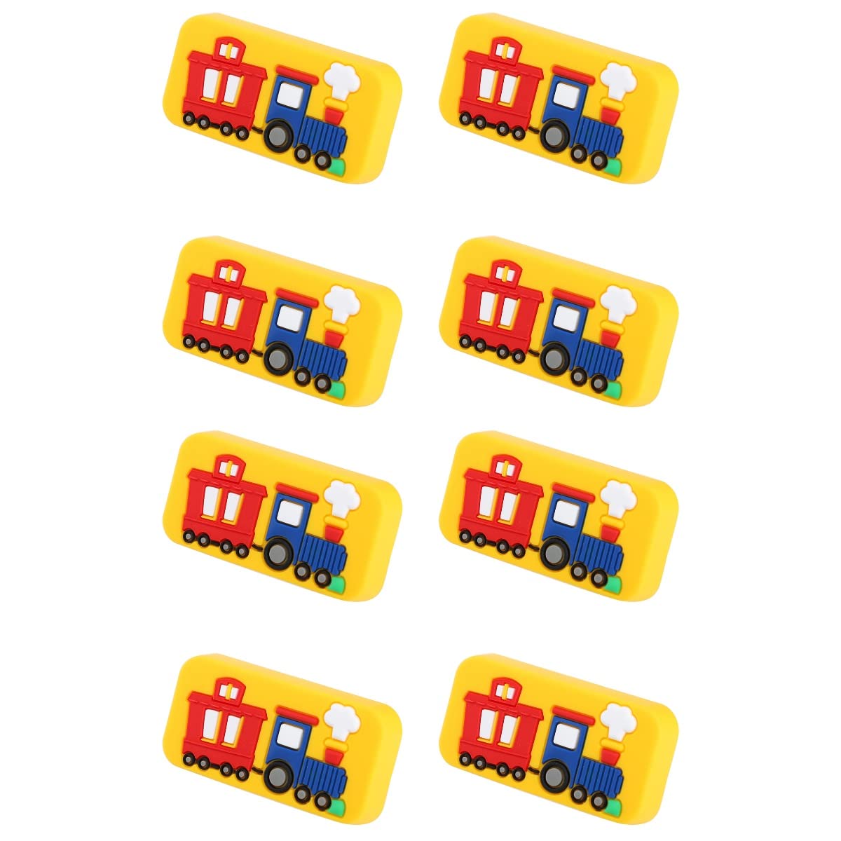 8pcs Cute Train-Shaped Cabinet Handles - Cartoon Rubber Drawer Knobs & Pulls for Kids Room, Closets, Organizers & Bookcases - Durable & Child-Friendly Cabinet Hardware for Nursery, Playroom & DIY Furniture Projects