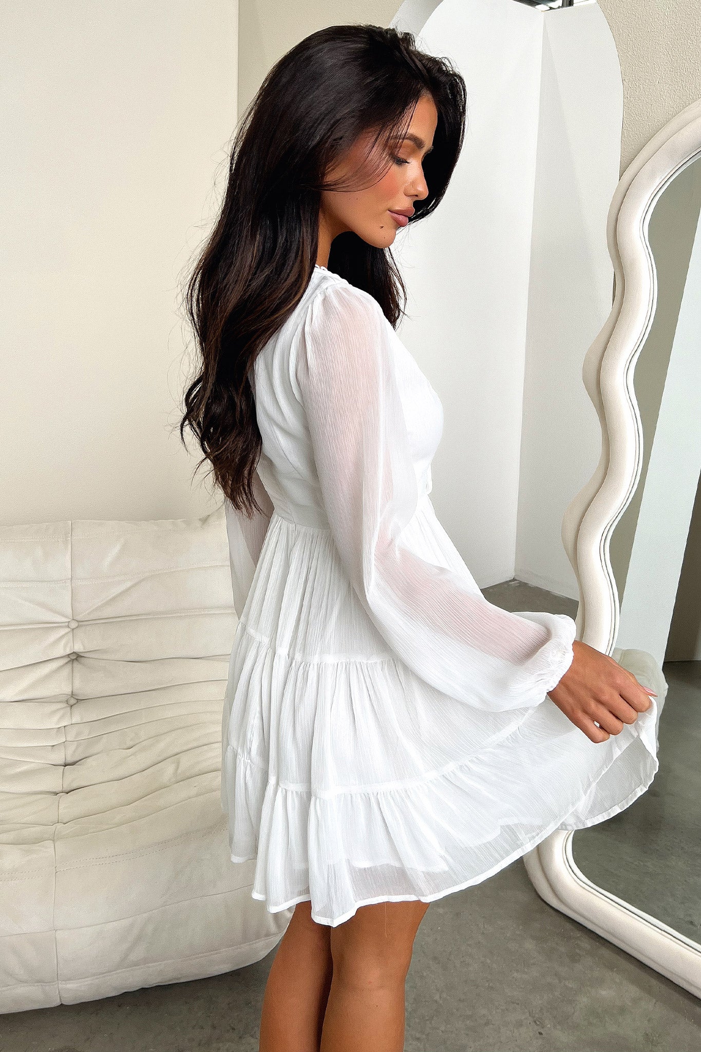 Lexie Long Sleeve Dress for Women - Elegant White Cotton Maxi Dress for Fall & Winter | Perfect for Office, Date Night & Holiday Parties