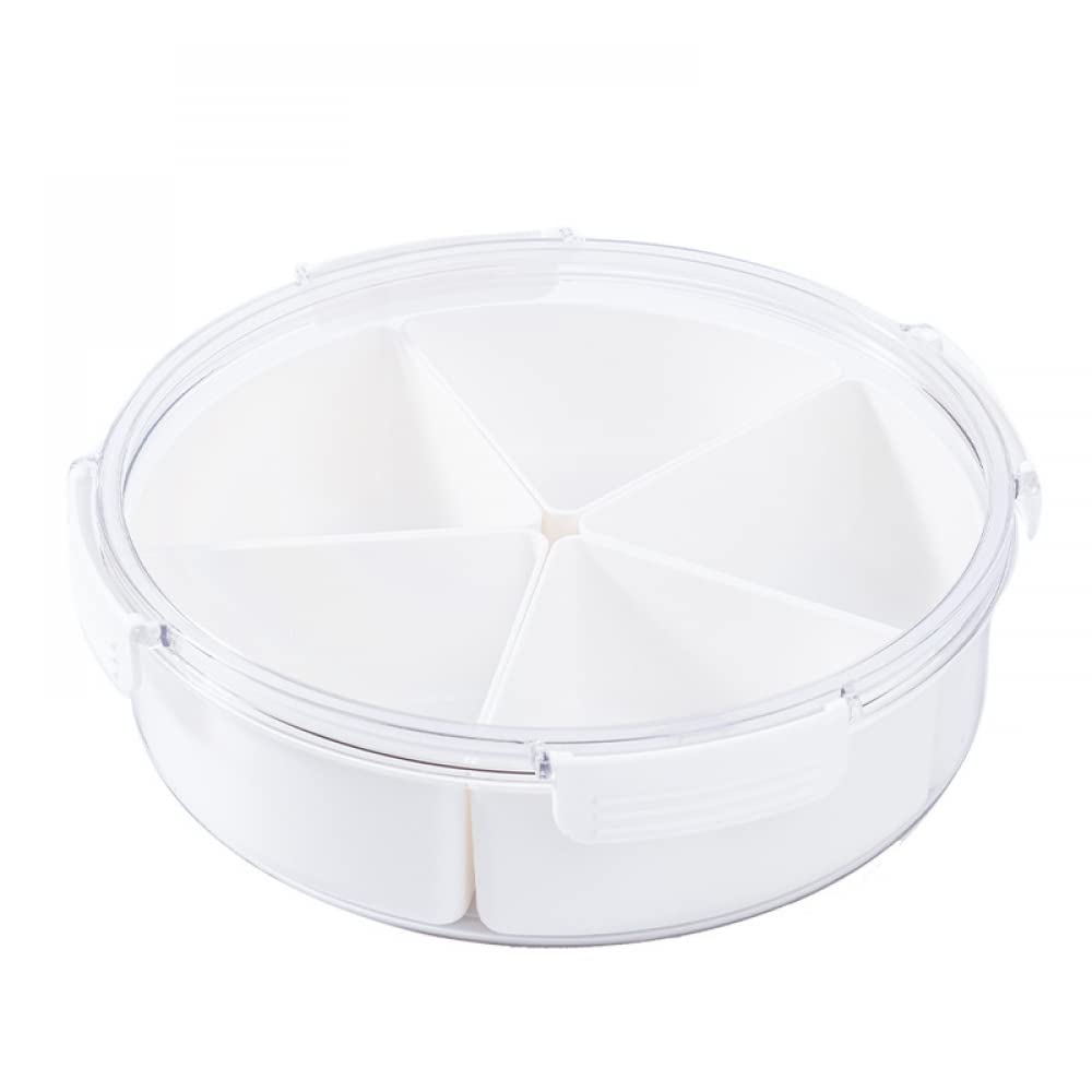 360° Rotating 5-Section Snack Candy Nut Bowl with Airtight Lid - Perfect for Dried Fruits, Nuts, Chocolates, Party Snacks & Dessert Serving Tray - Ideal for Home, Office, Parties & Entertaining