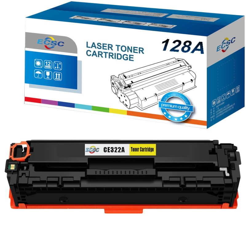 ECSC CE322A Yellow Toner Cartridge - Compatible with HP LaserJet Pro CM1415fn/CM1415fnw/CP1525n/CP1525nw Printers (1-Pack) - Ideal for Office Printing & Document Reproduction