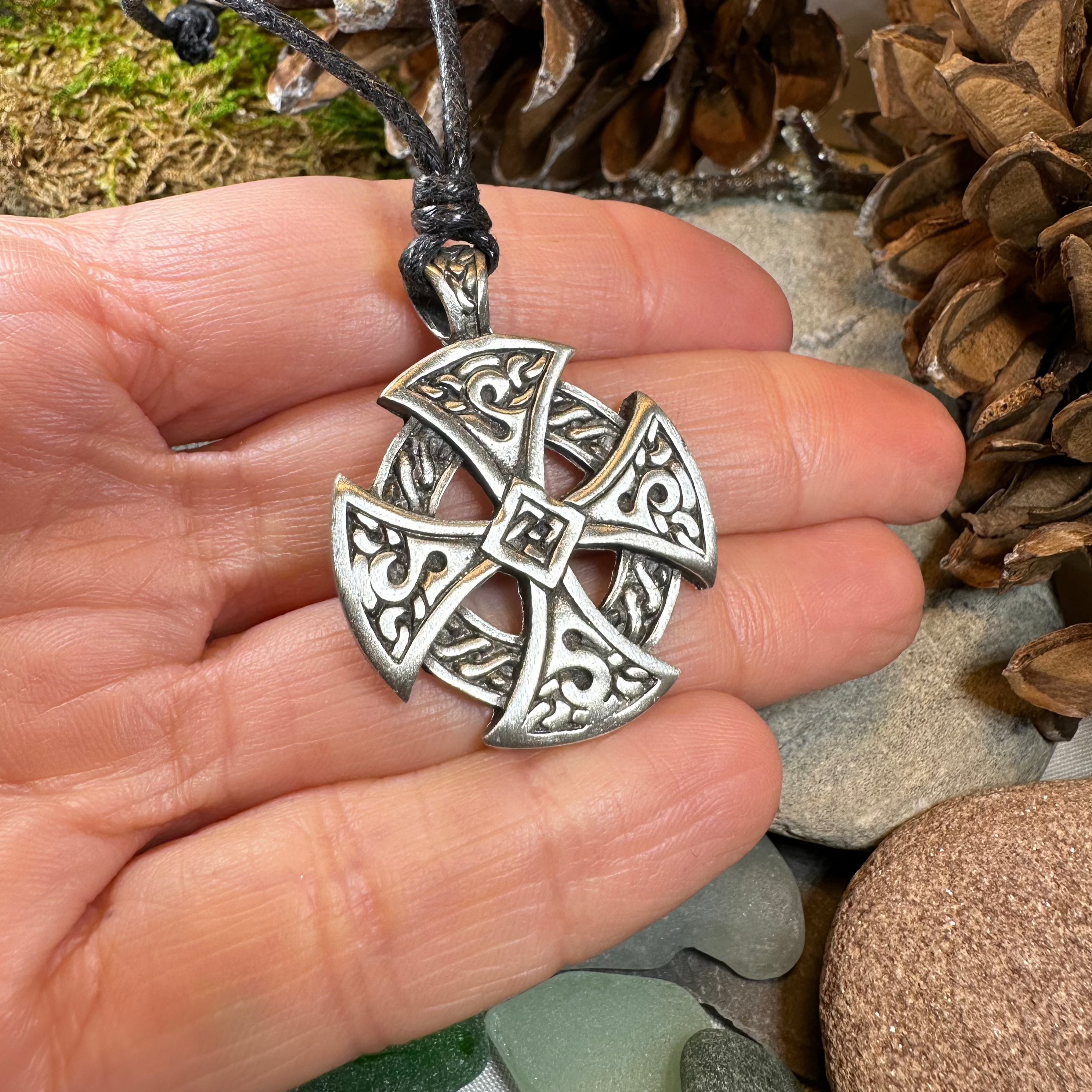 Celtic Cross Necklace for Women - Stainless Steel Destiny Pendant with 18