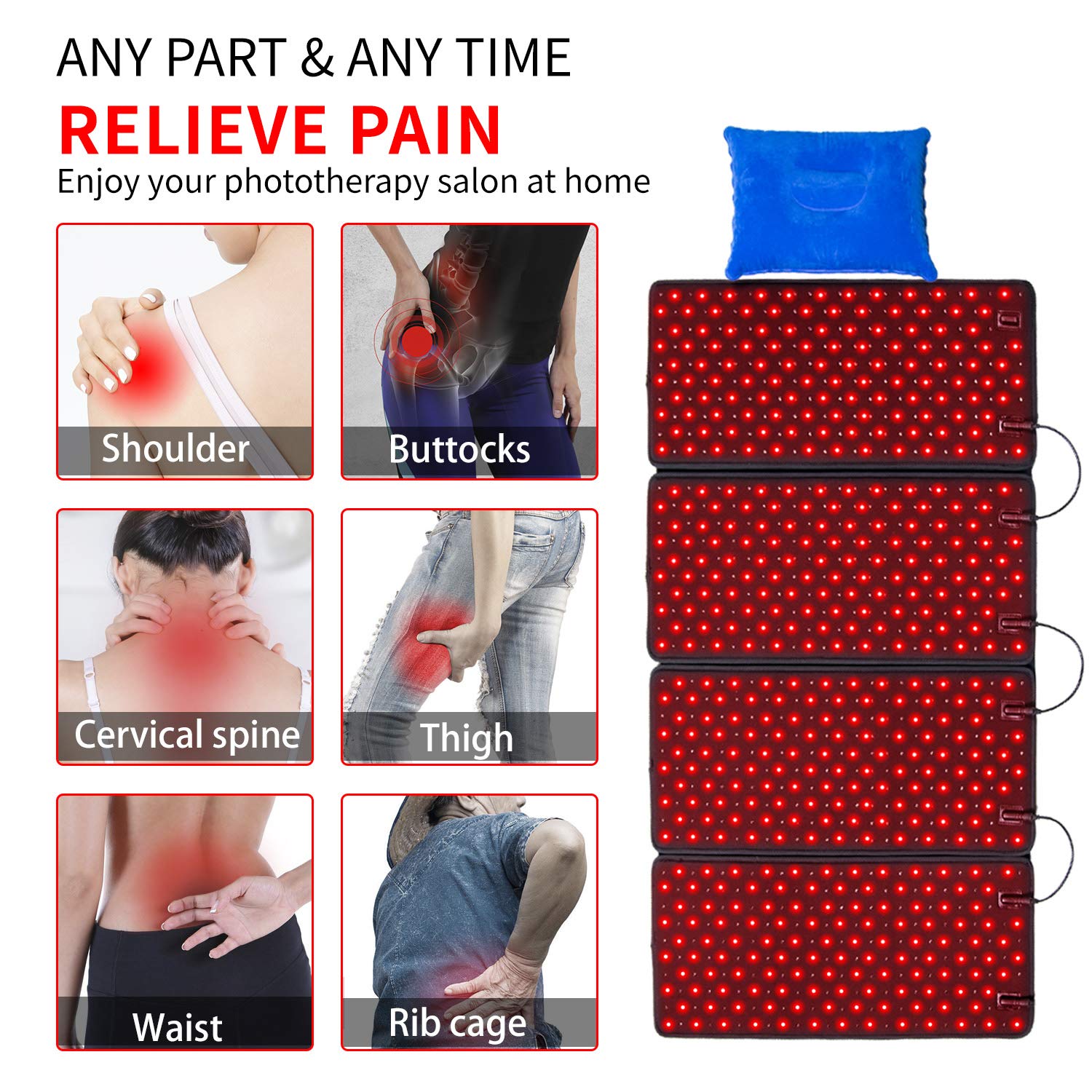 Red Light Therapy Device 660nm & 880nm - Infrared LED Light for Whole Body Pain Relief, Muscle Recovery & Shoulder/Back Therapy | Deep Penetrating Home Use for Joint Pain, Skin Rejuvenation & Relaxation