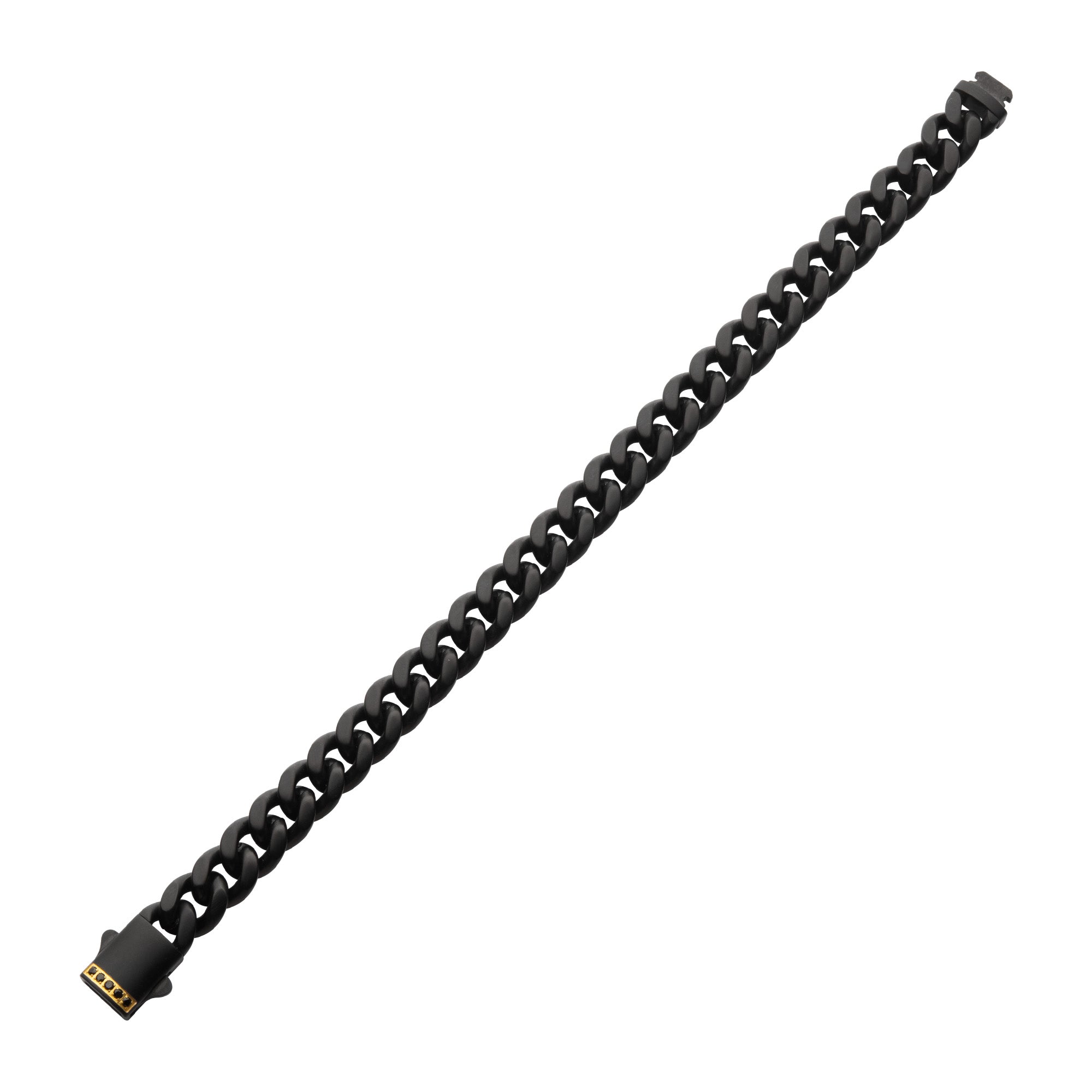 10mm Black IP Steel Matte Finish Miami Cuban Chain Bracelet with 1.6mm Genuine Black Sapphire Gem - Stylish Men's Jewelry for Casual Wear, Parties & Gifts