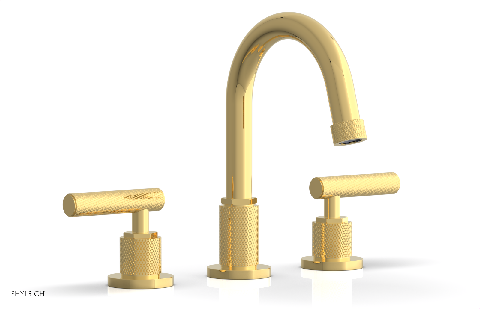 DUSTRIE Widespread Bathroom Faucet with Lever Handle - Knurled Design 371-02 for Modern Vanity Sinks and Powder Rooms