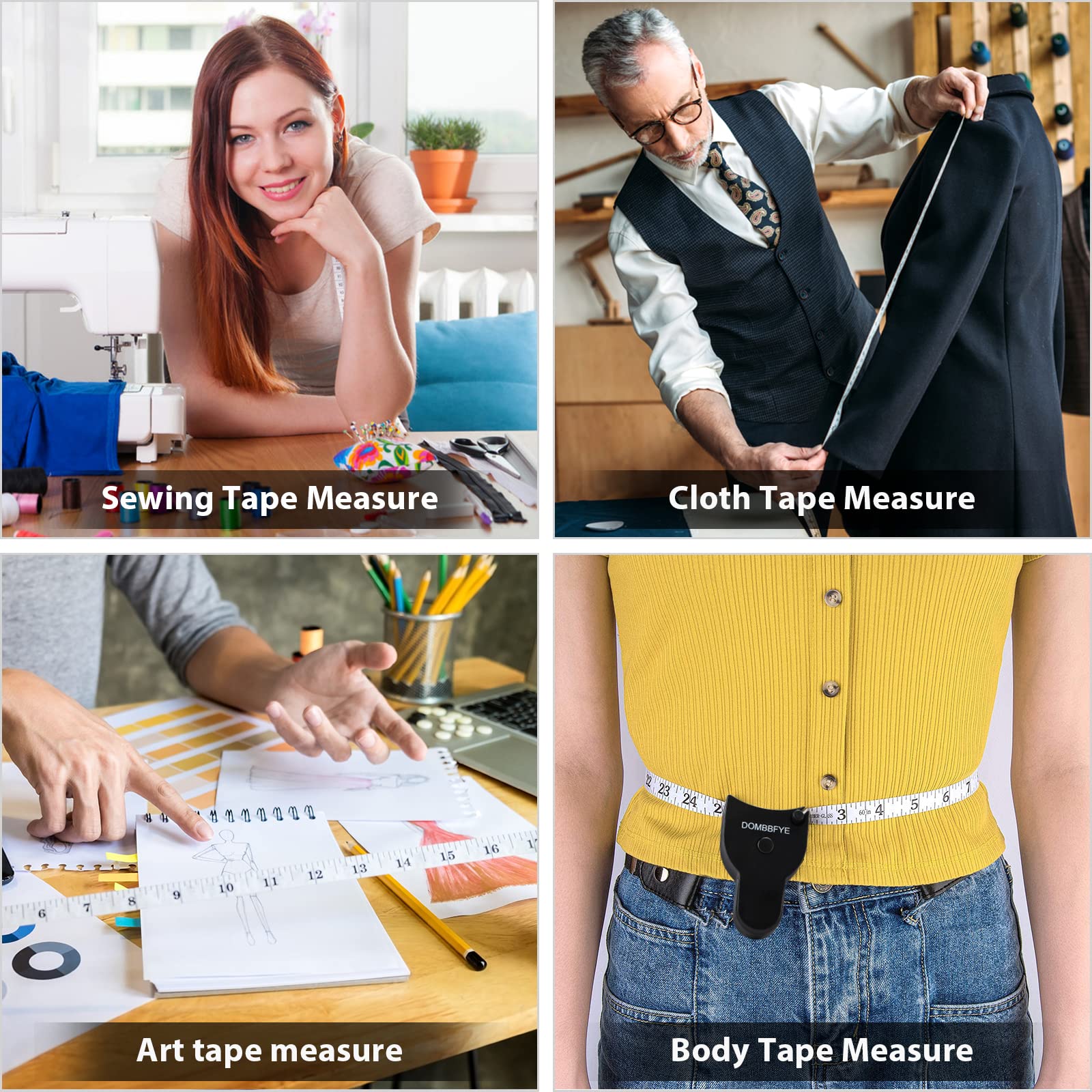 5-Piece Retractable Body Measuring Tape with Push Button - Dual Scale 60
