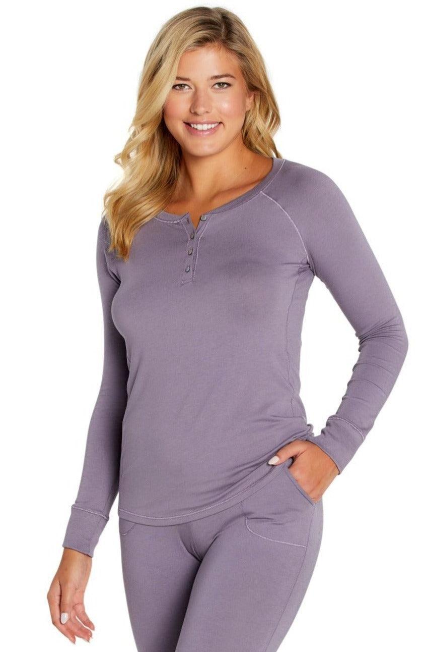 Olivia Women's Long Sleeve Henley T-Shirt - Soft Cotton Casual Top for Everyday Wear, Work & Weekend Outfits