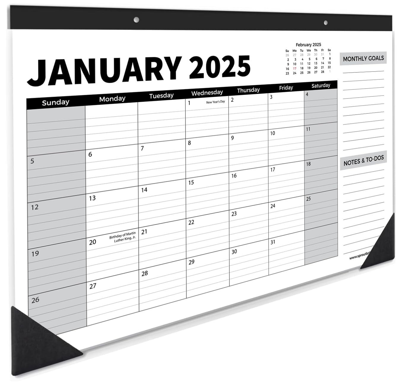 Sproutbrite 18-Month Desk Calendar 2025-2026 - Medium Size 17